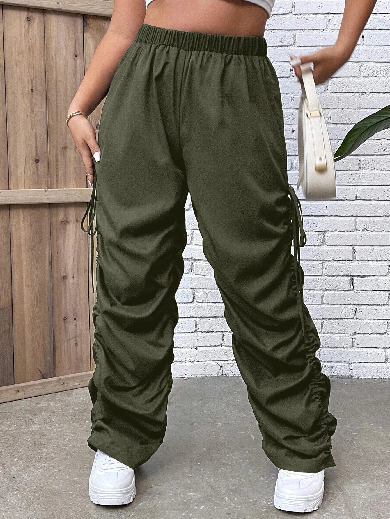 Drawstring Side Stacked Pant – side profile view
