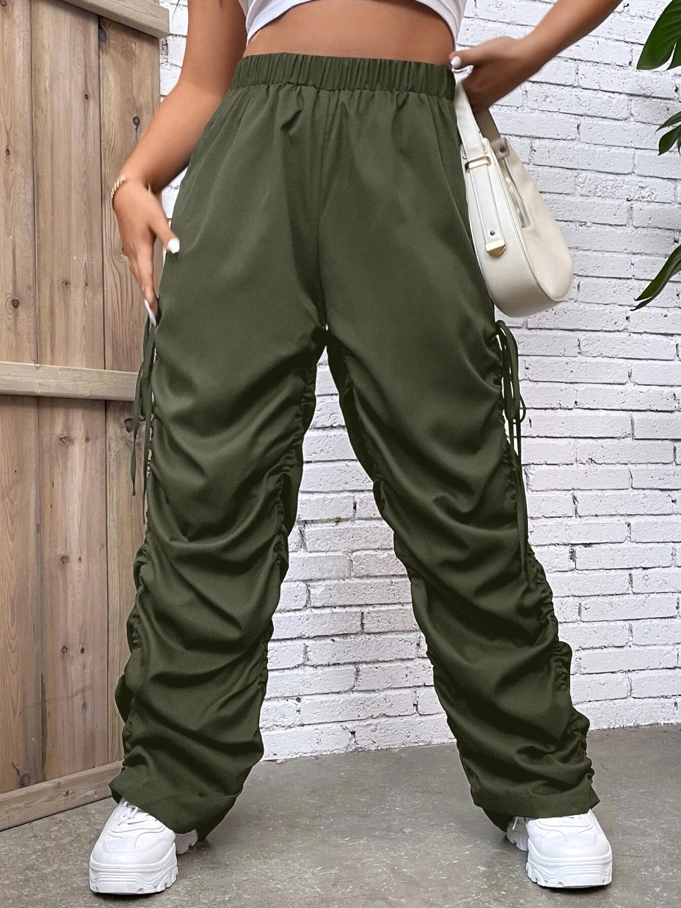 Drawstring Side Stacked Pant – back view detail