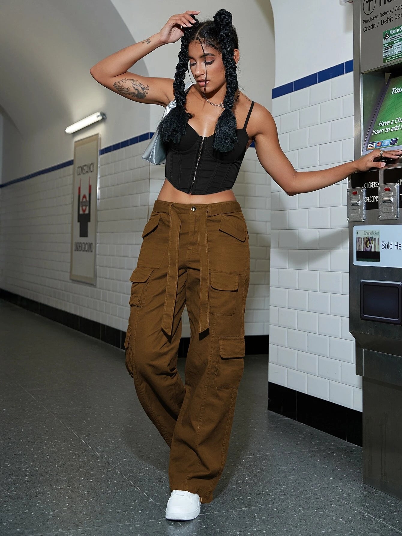 Solid Colored Belted Cargo PantsSolid Colored Belted Cargo Pants - Image 13