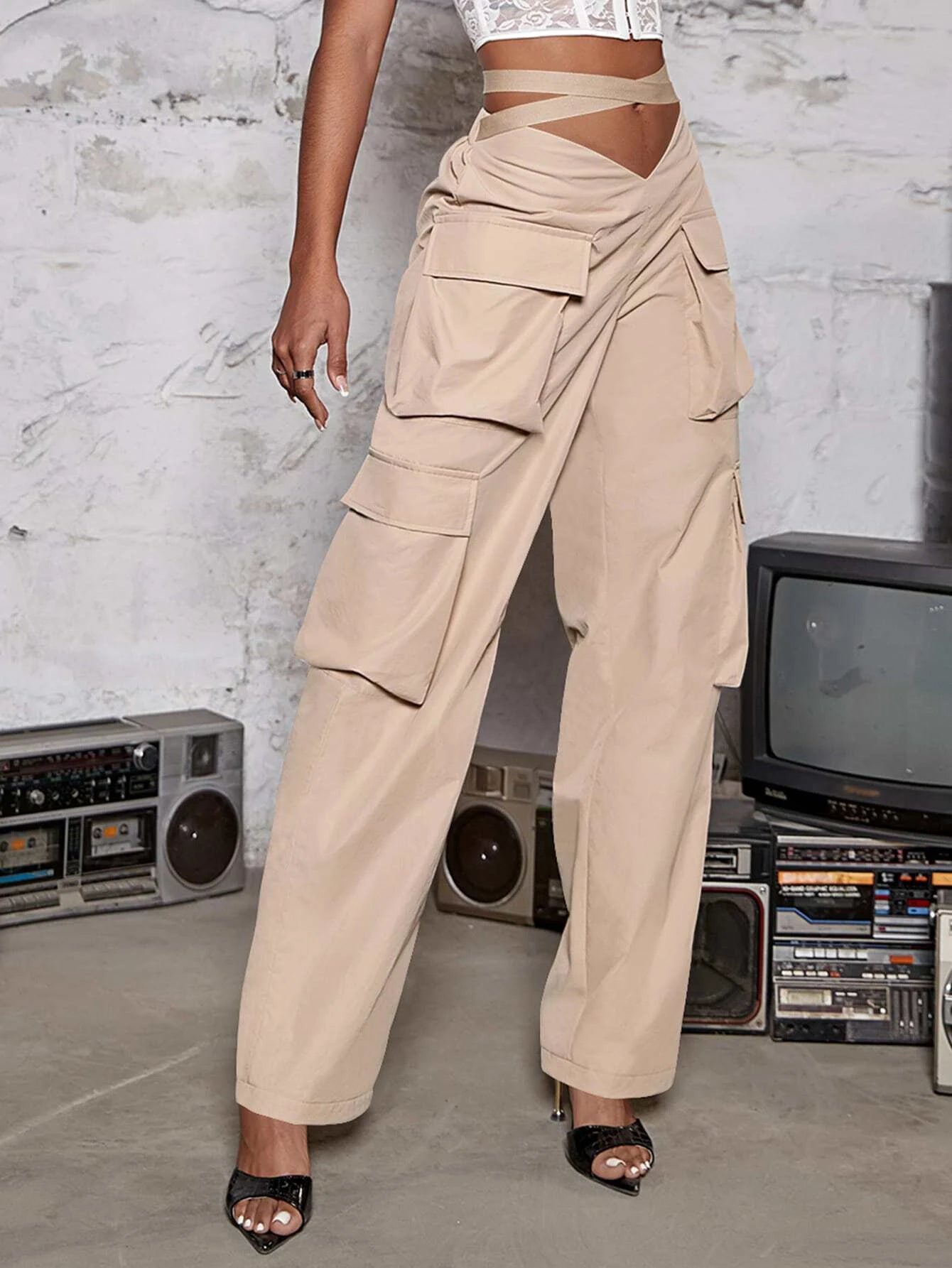 Camo Printed Flap Cargo Pants – fabric detail close-up