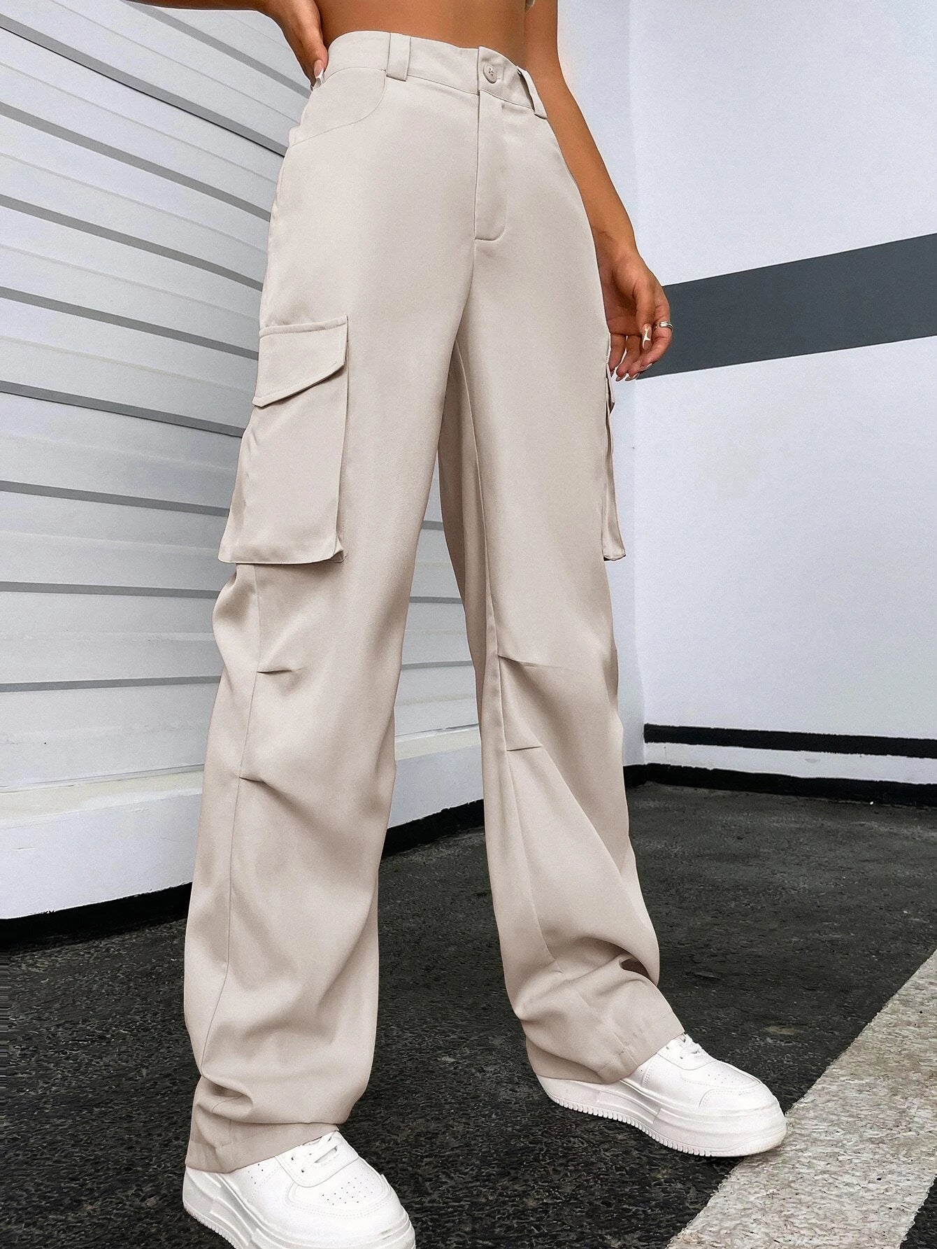 Casual Flap Pocket Pants – side profile view