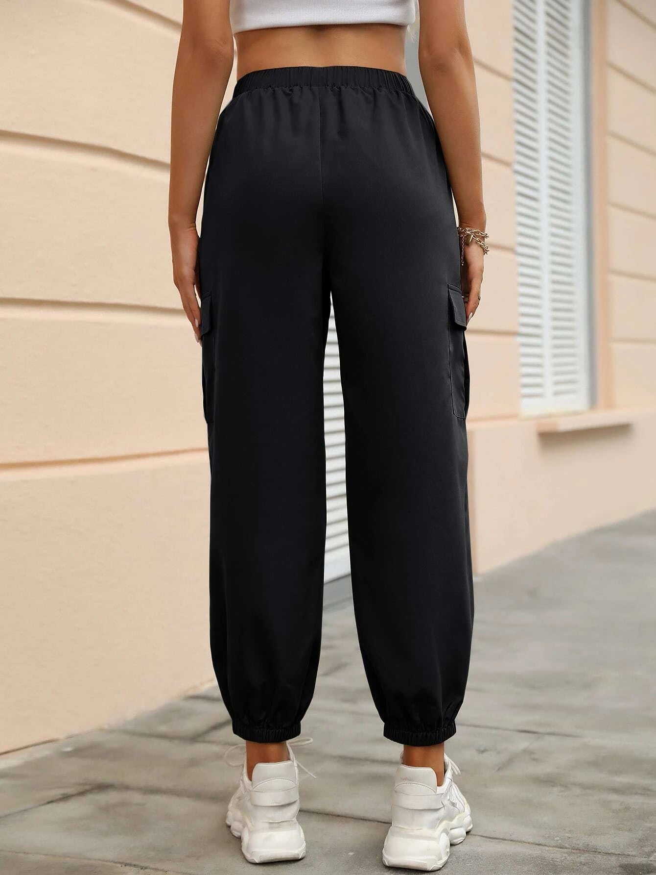 Cropped Flap Pocket Side Cargo Pants – side profile view