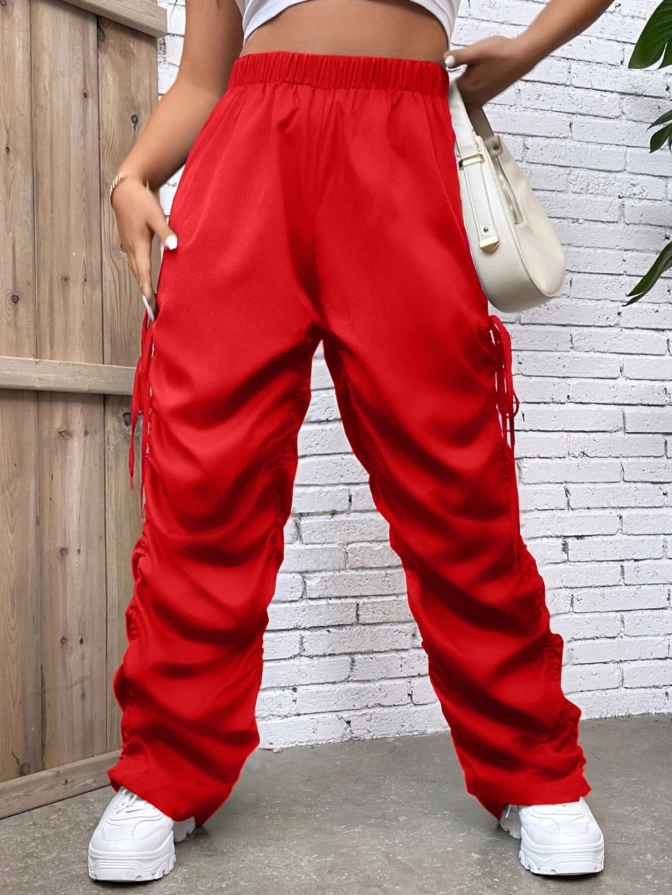 Drawstring Side Stacked Pant – women's cargo pants front view