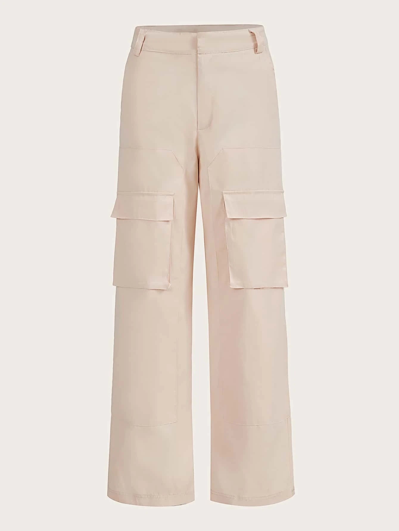 Plain Flap Pocket Cargo Pants – women's cargo pants front view
