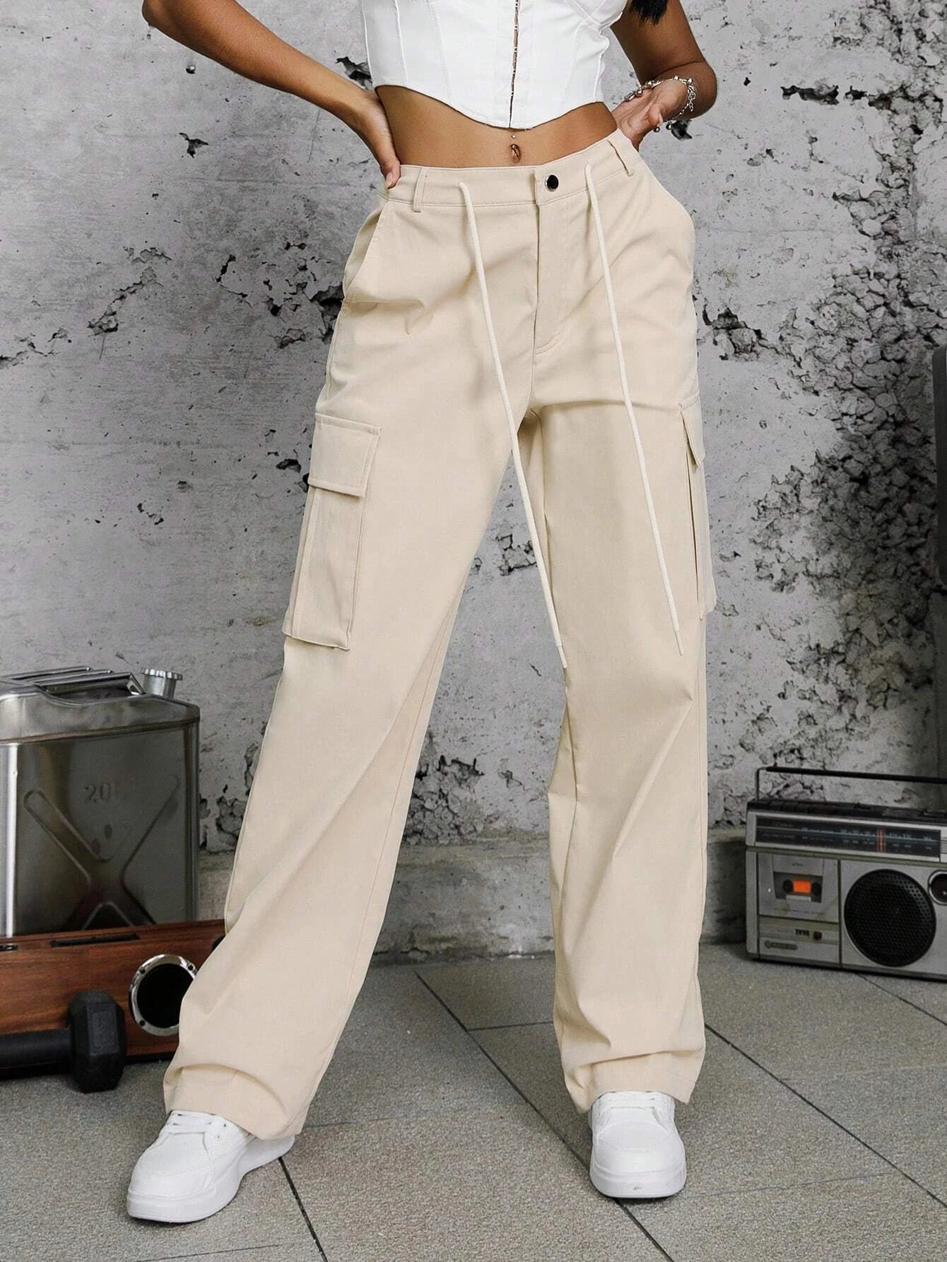 Flap Side Pocket Cargo Pants – side profile view