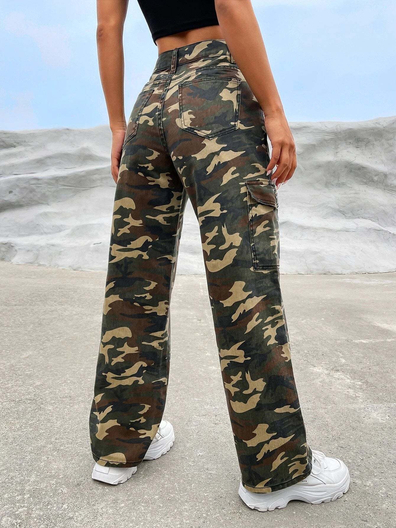Camo Printed Cargo Jeans