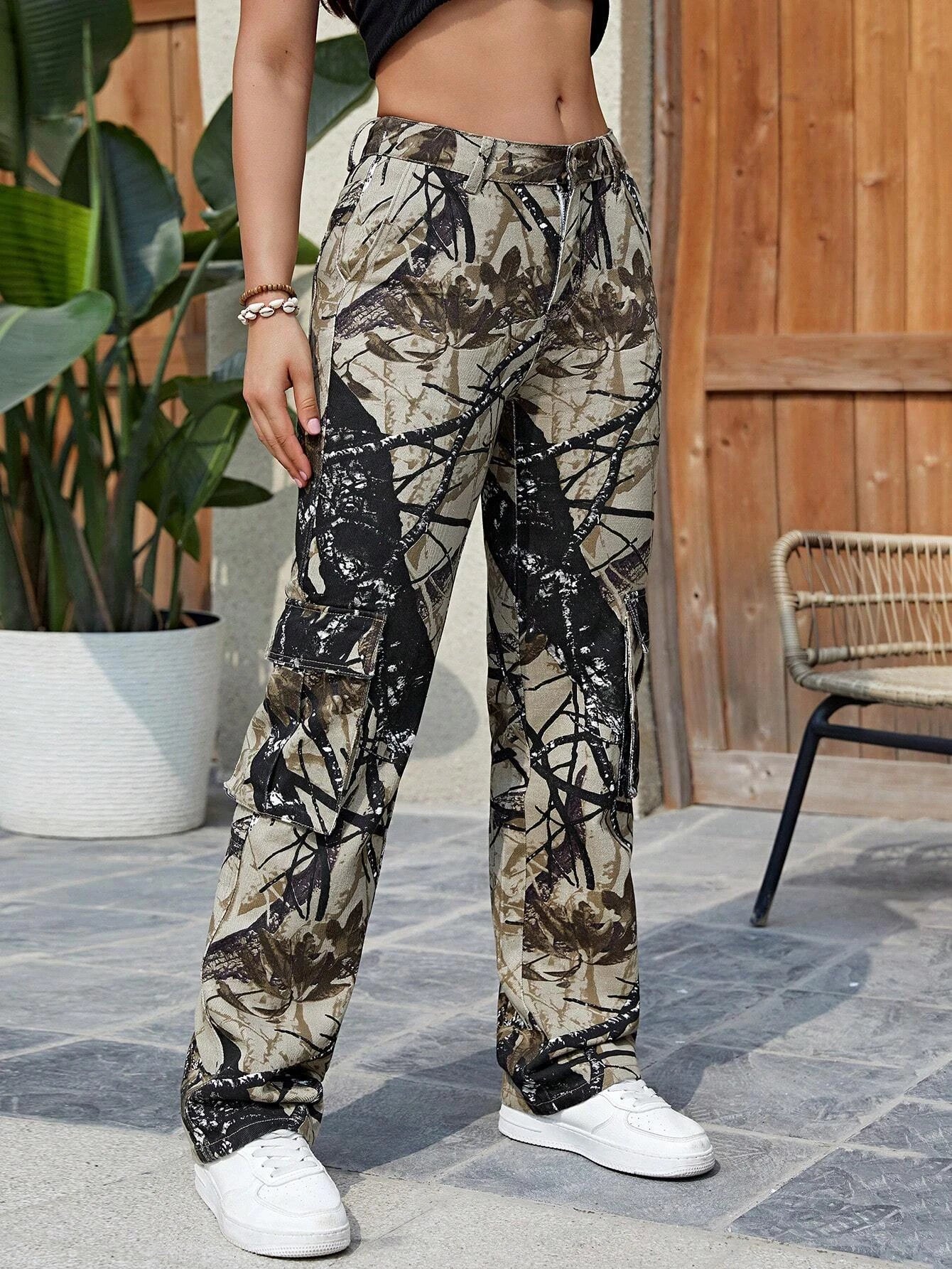 Zipper Flap Pocket Cargo Jeans – lifestyle view 11
