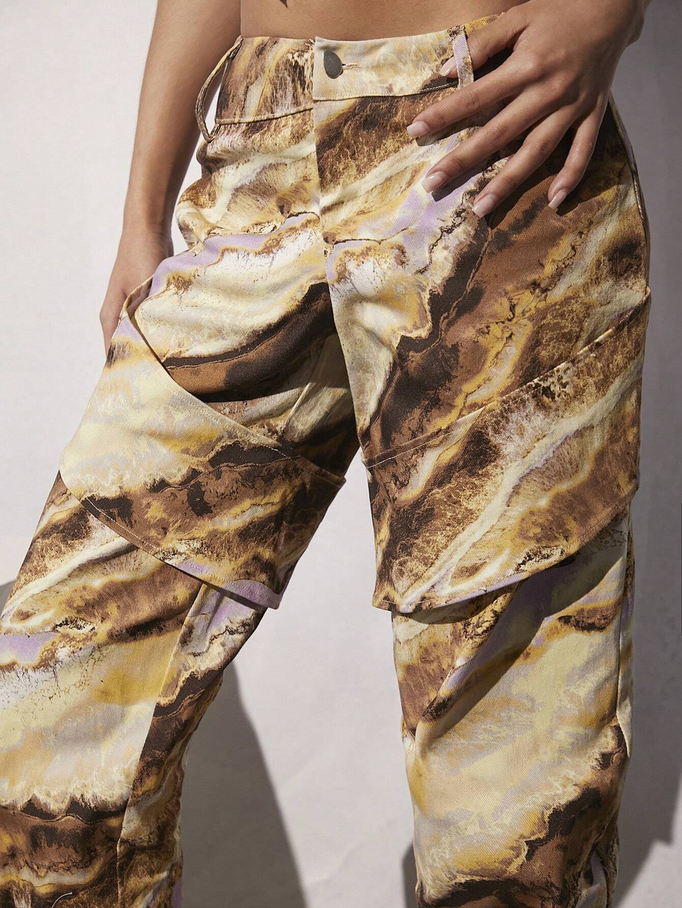 Marble Print Straight Leg Pants – model wearing view