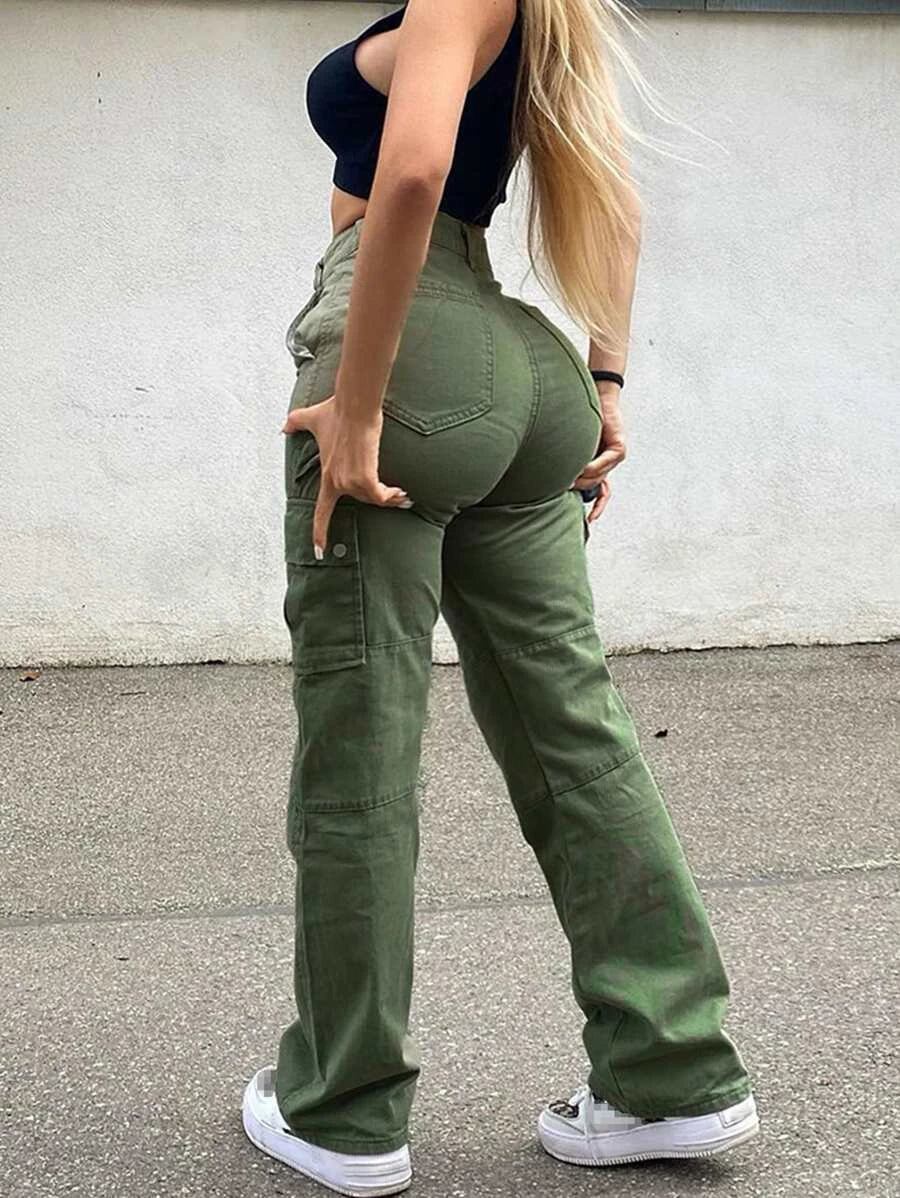 Side Pocket Casual Cargo Pants – side profile view
