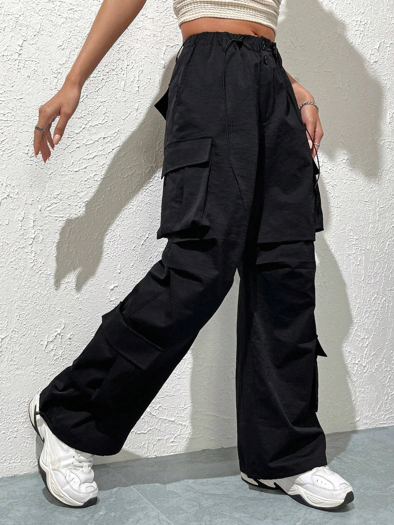 Flap Drawstring Pocket Side Cargo Pant – styled outfit view