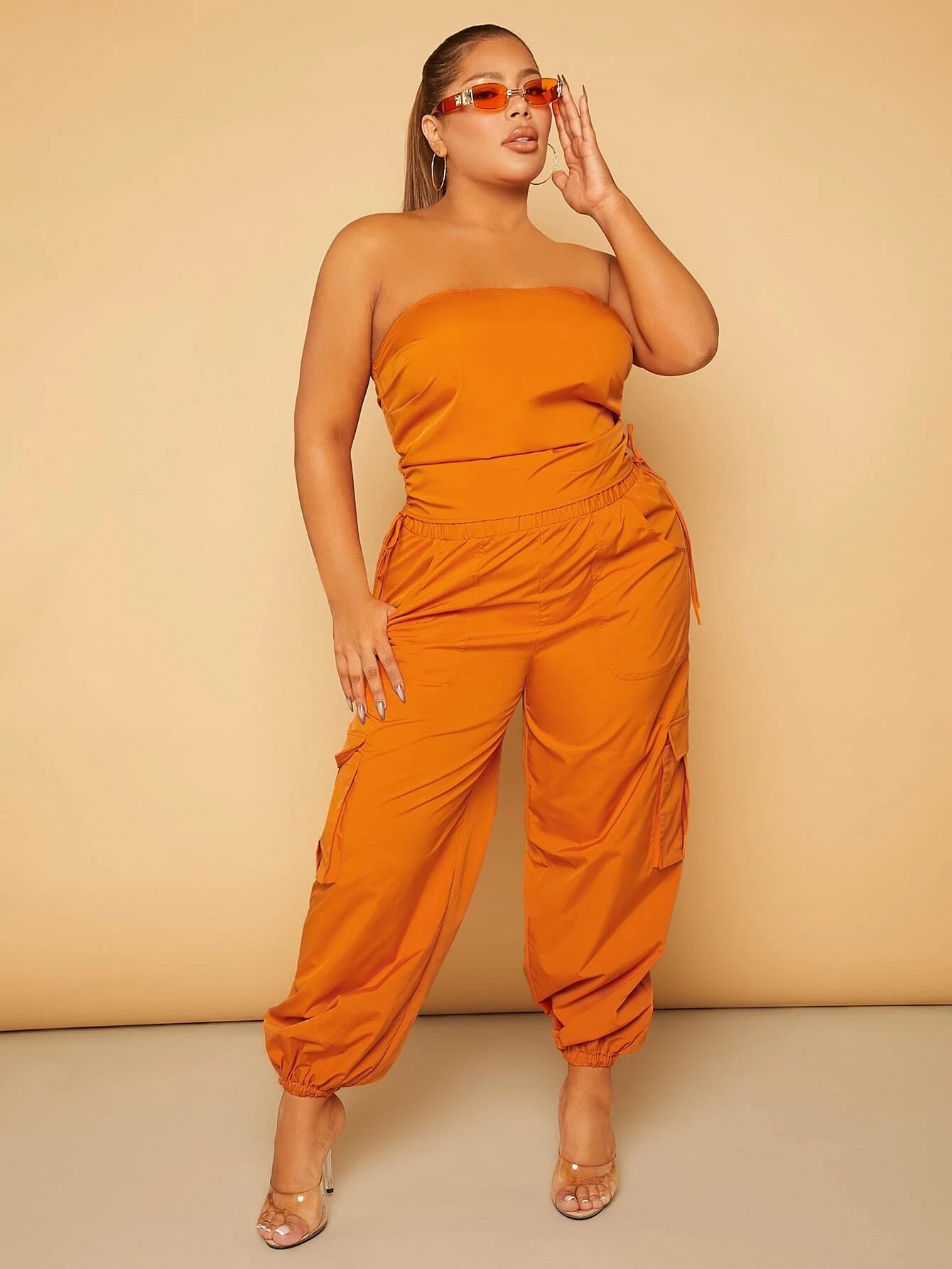 Plus Size Drawstring Waist Cargo Pants – styled outfit view
