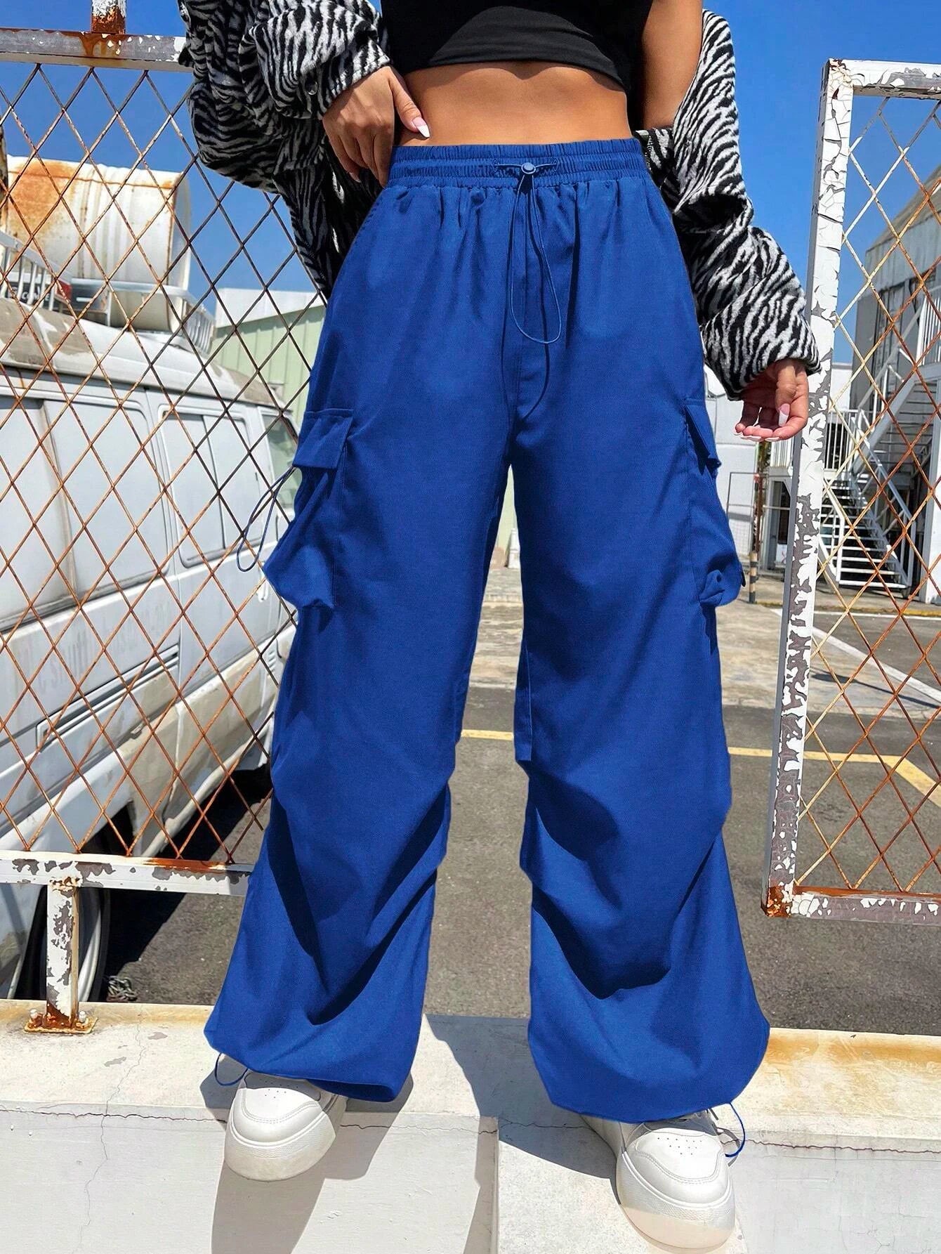 Versatile Flap Pocket Drawstring Cargo Pants – lifestyle view 24