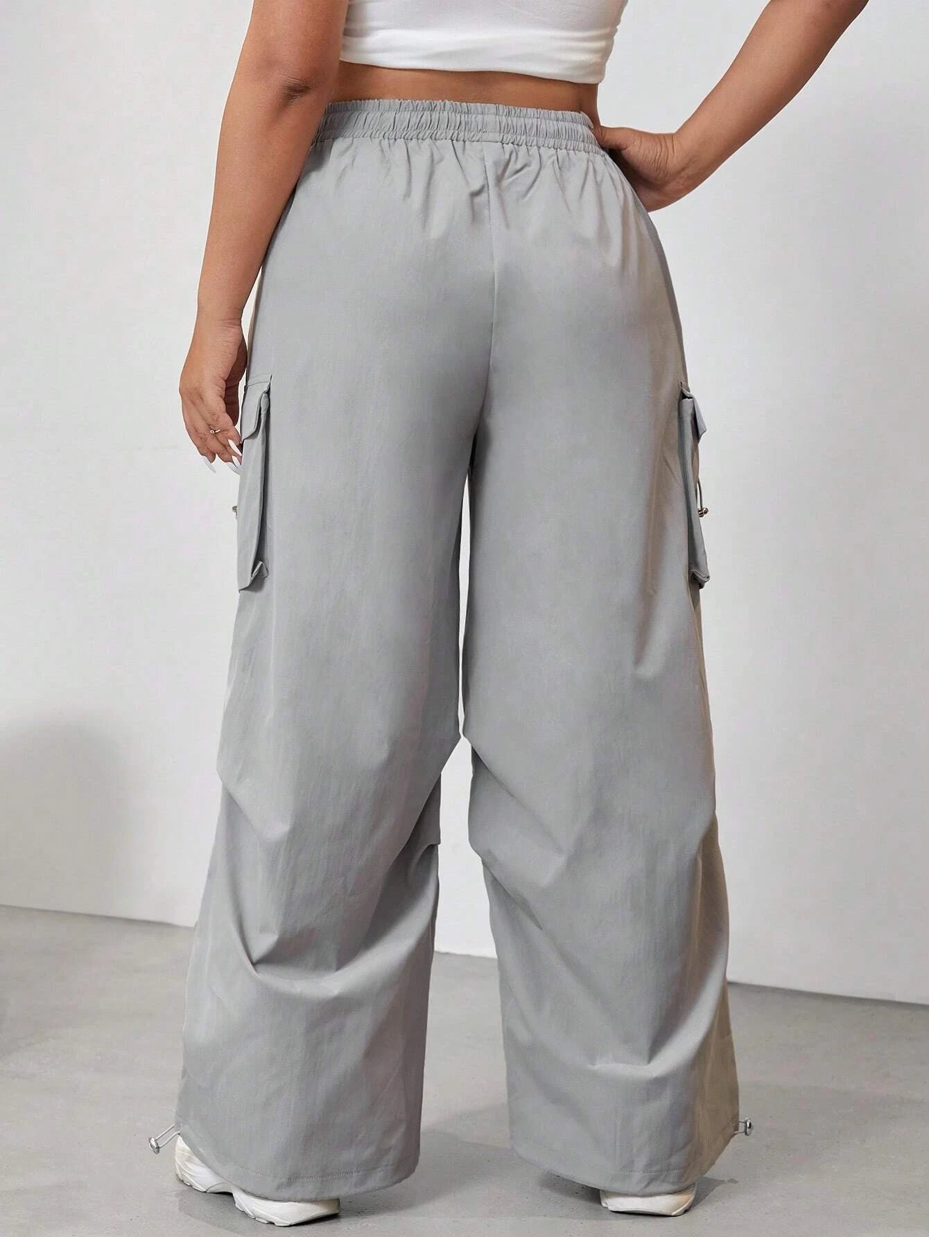 Flap Pocket Side Drawstring Cargo Pants – pocket detail close-up