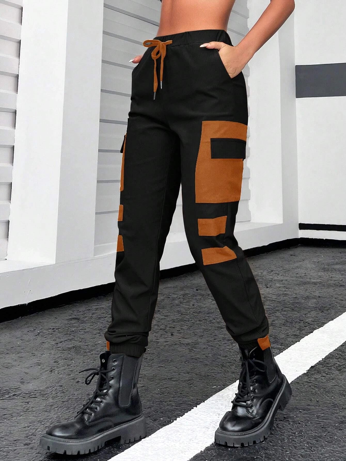 Cargo Pants With Drawstring Waistband – side profile view