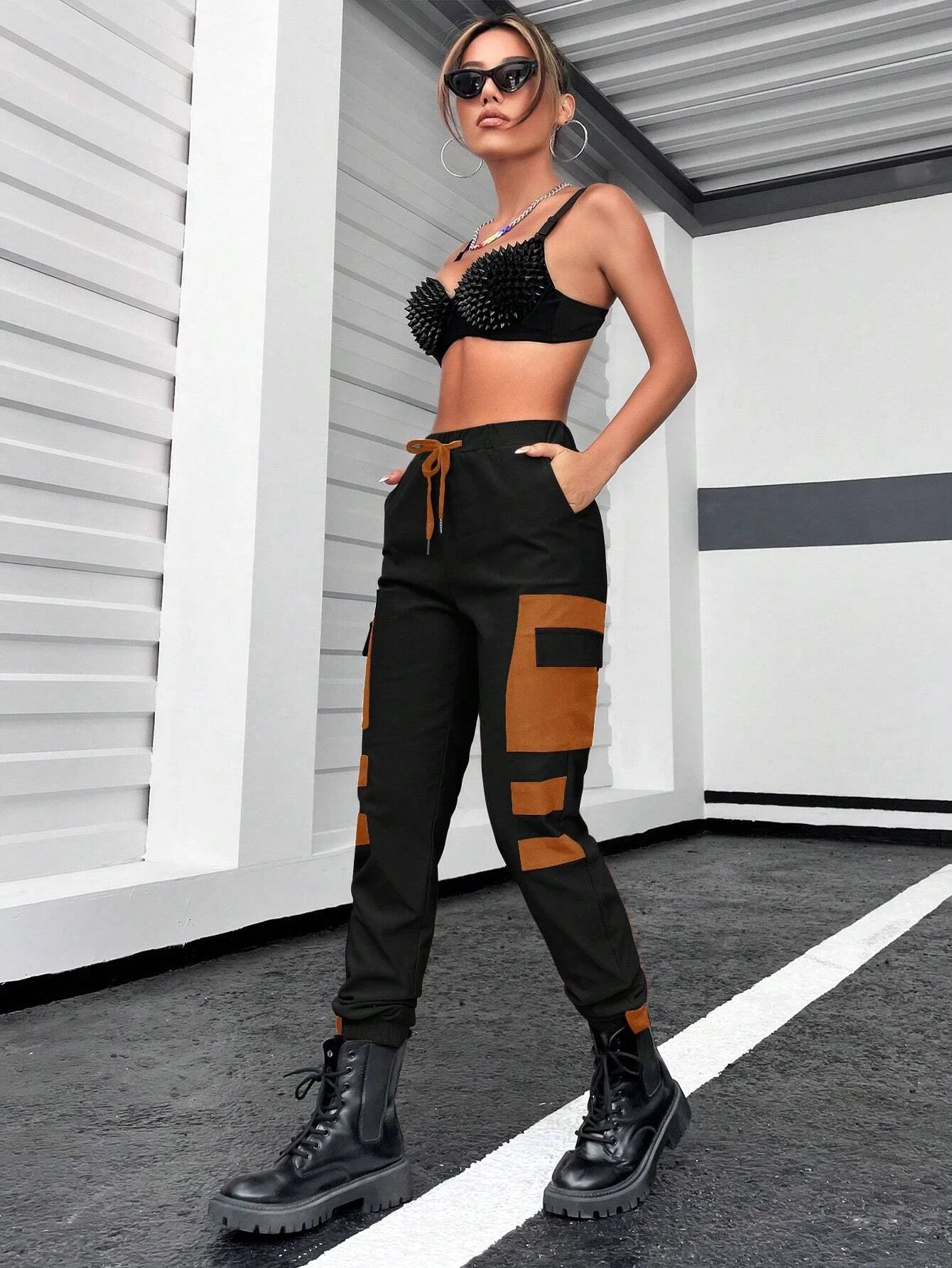 Cargo Pants With Drawstring Waistband – full length outfit view