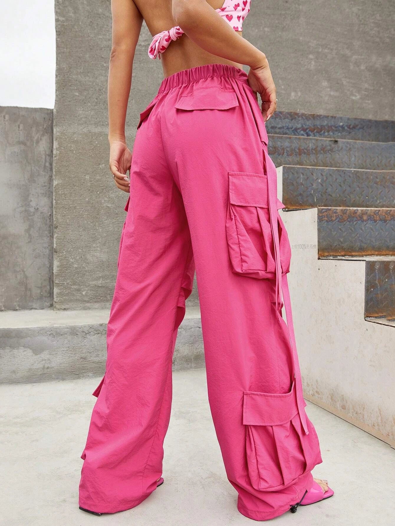 Flap Pocket Side Cargo Pants in Black #s-24 – lifestyle view 14