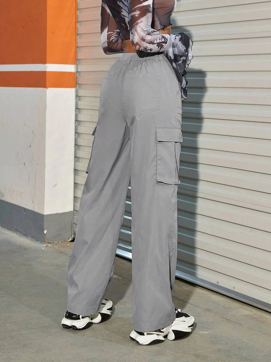 Street Solid Flap Pocket Side Cargo Pants – lifestyle view 13