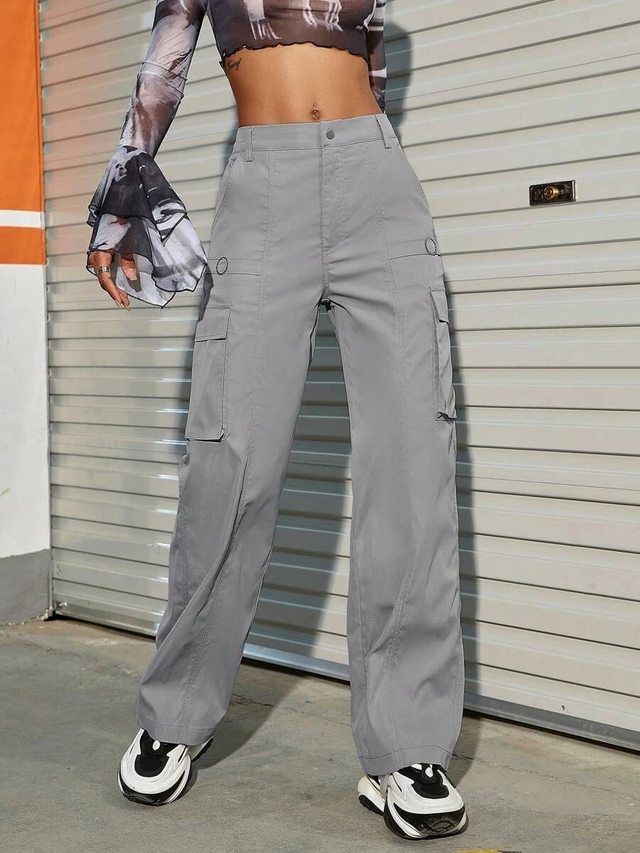 Street Solid Flap Pocket Side Cargo Pants – lifestyle view 11