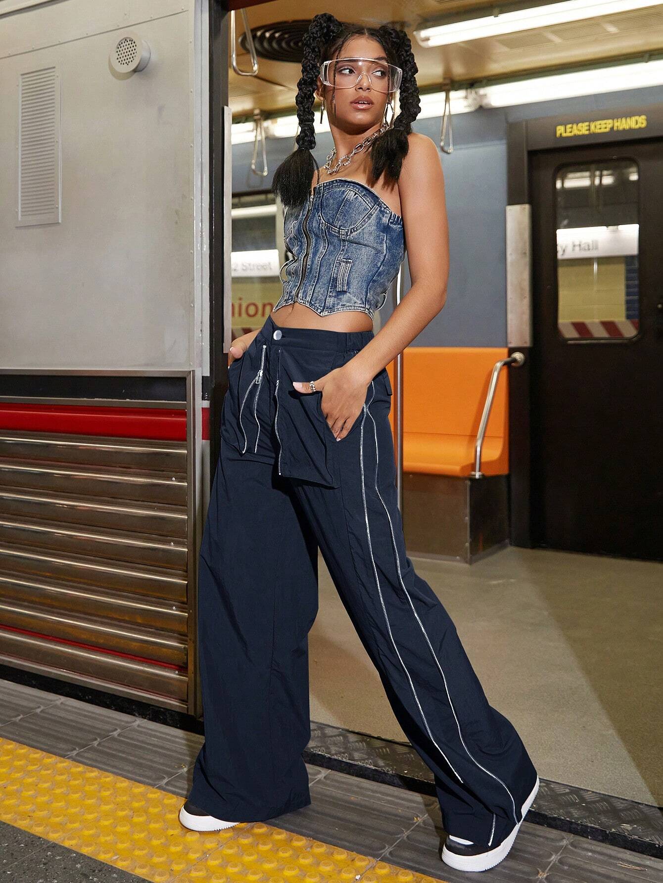 High Waist Zipper Cargo Pants – lifestyle view 12