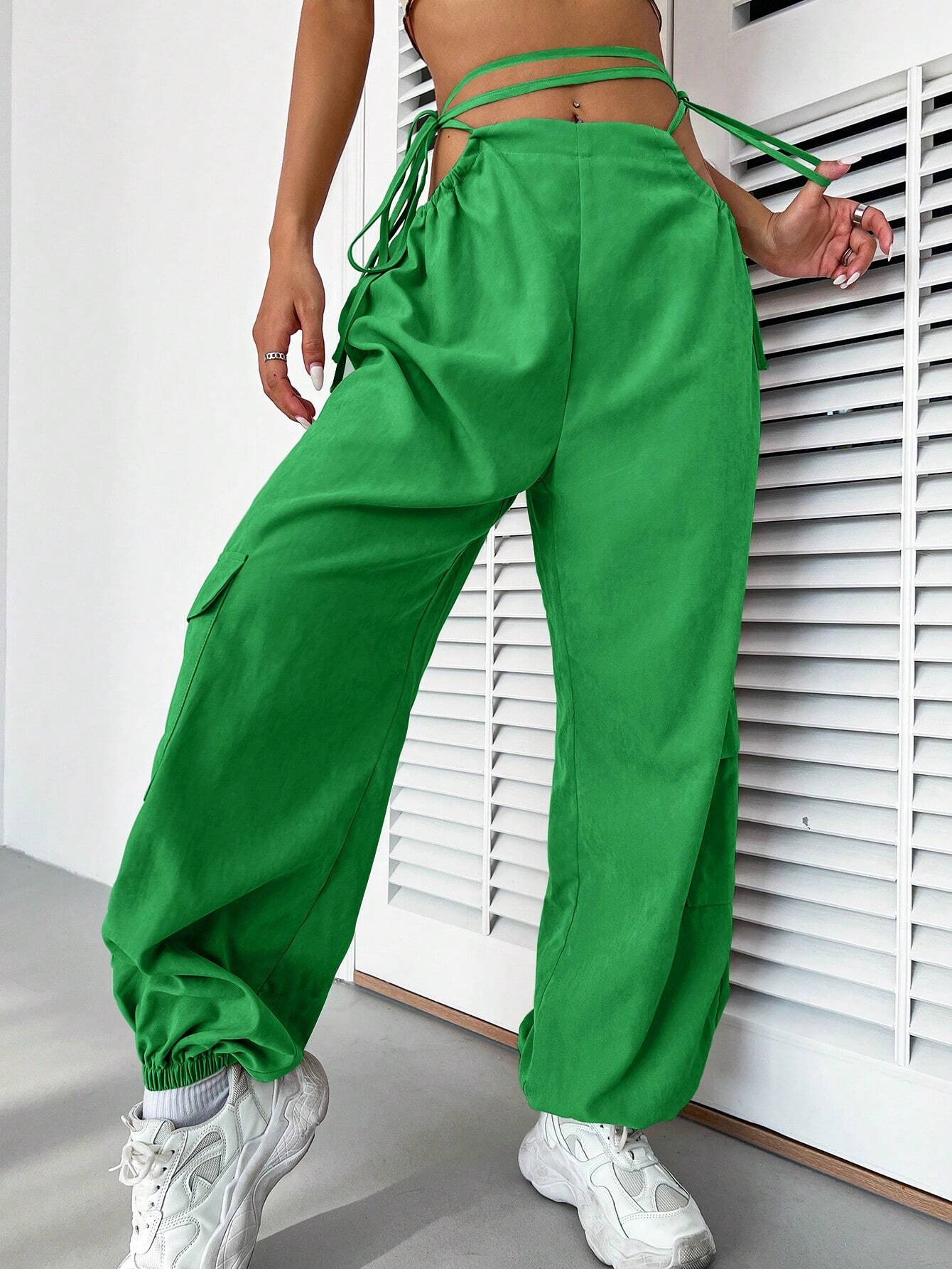 Comfort Waist Drawstring Cargo Pants – women's cargo pants front view