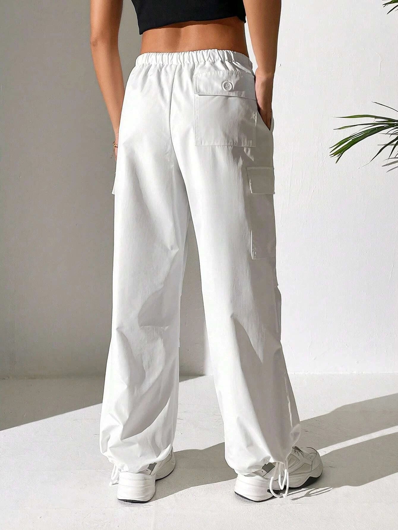 Drawstring Parachute Cargo Pants – back view detail