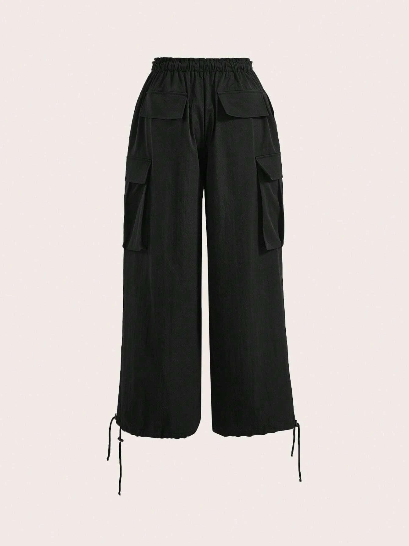 Flap Pocket Side Drawstring Pants – pocket detail close-up