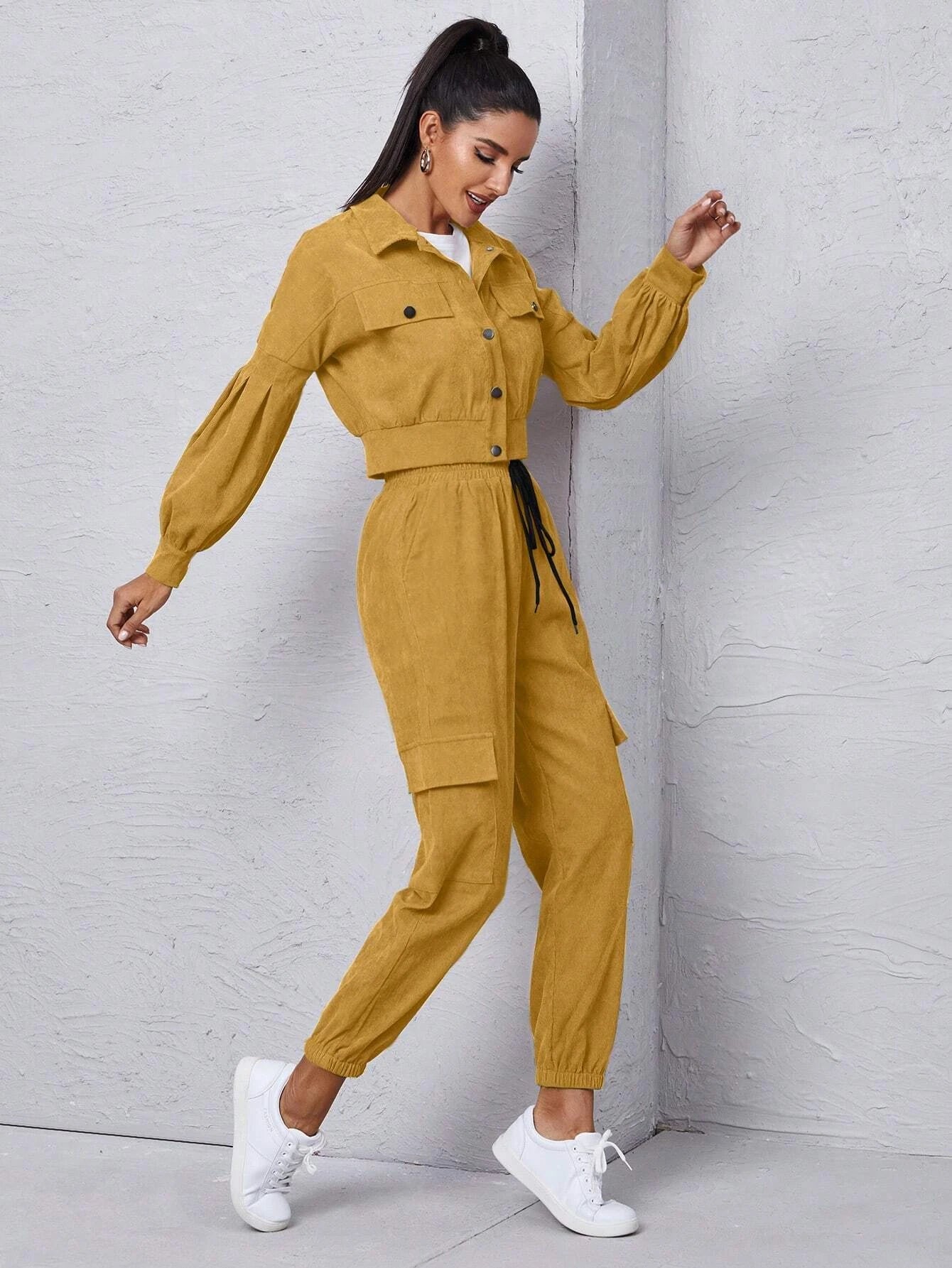 Long Sleeve Jacket With Cargo PantsLong Sleeve Jacket With Cargo Pants - Image 19