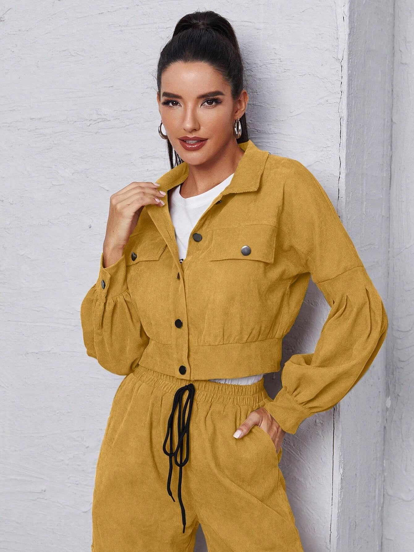 Jacket With Tie Front Cargo PantsJacket With Tie Front Cargo Pants - Image 15