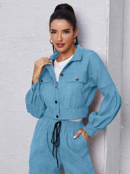 Jacket With Tie Front Cargo Pants