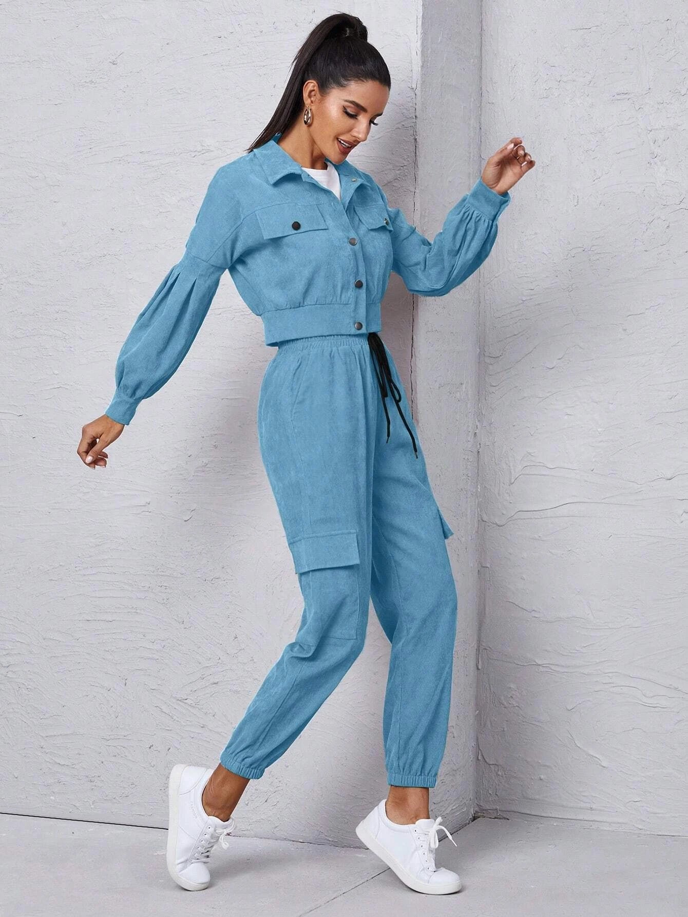 Long Sleeve Jacket With Cargo PantsLong Sleeve Jacket With Cargo Pants - Image 12