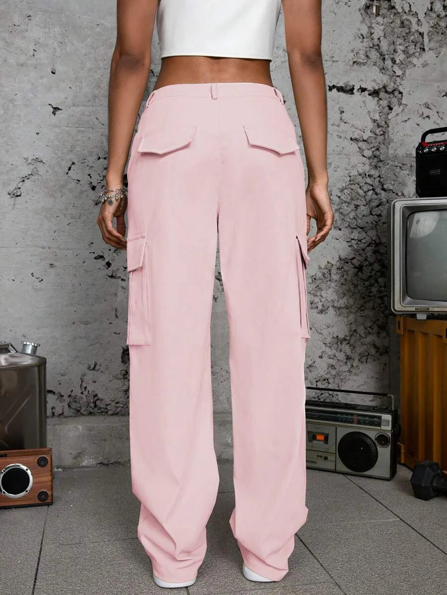 Trendy Drawstring Flap Pocket Side Cargo Pants – lifestyle view 11