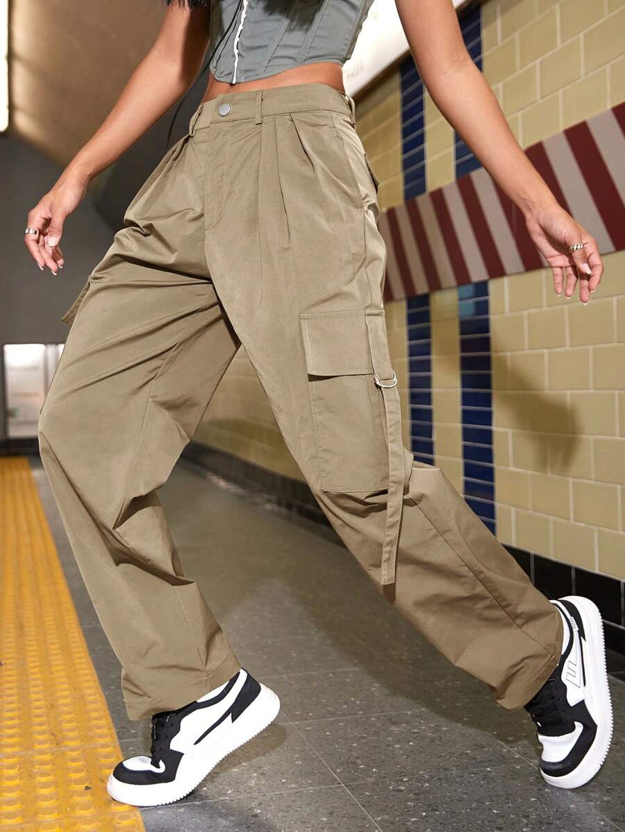 Trendy Flap Pocket Side Cargo Pants – lifestyle view 28