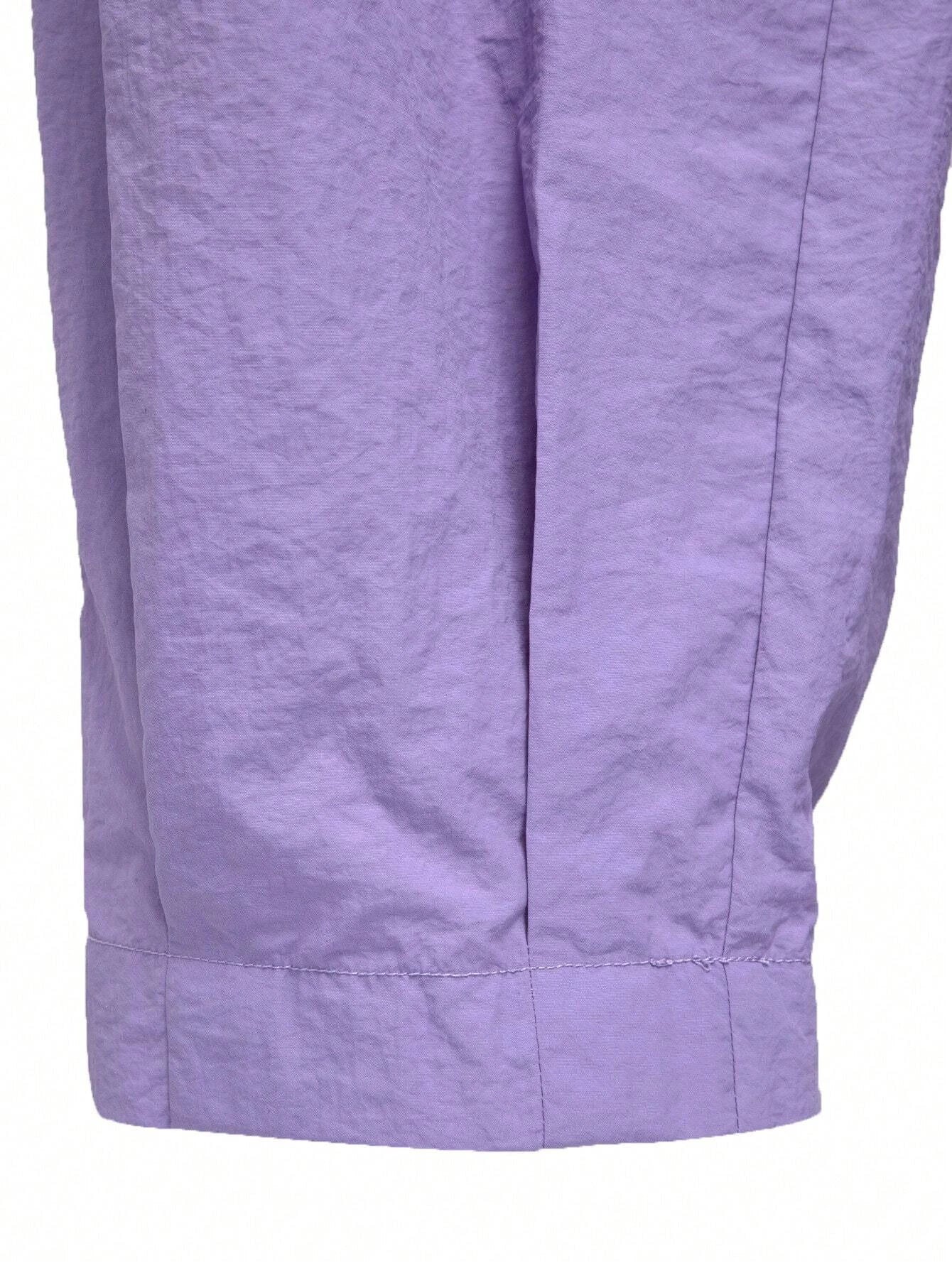 Solid Color Drawstring Waist Flap Pocket Belted Cargo Pants - Stretch Co – full length outfit view