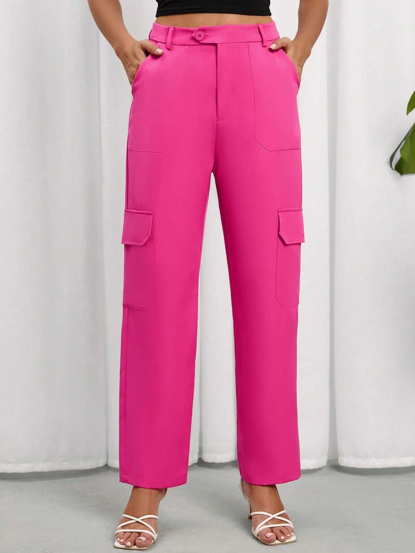Flap Pocket Side Cargo Pants Style 16 – full length outfit view
