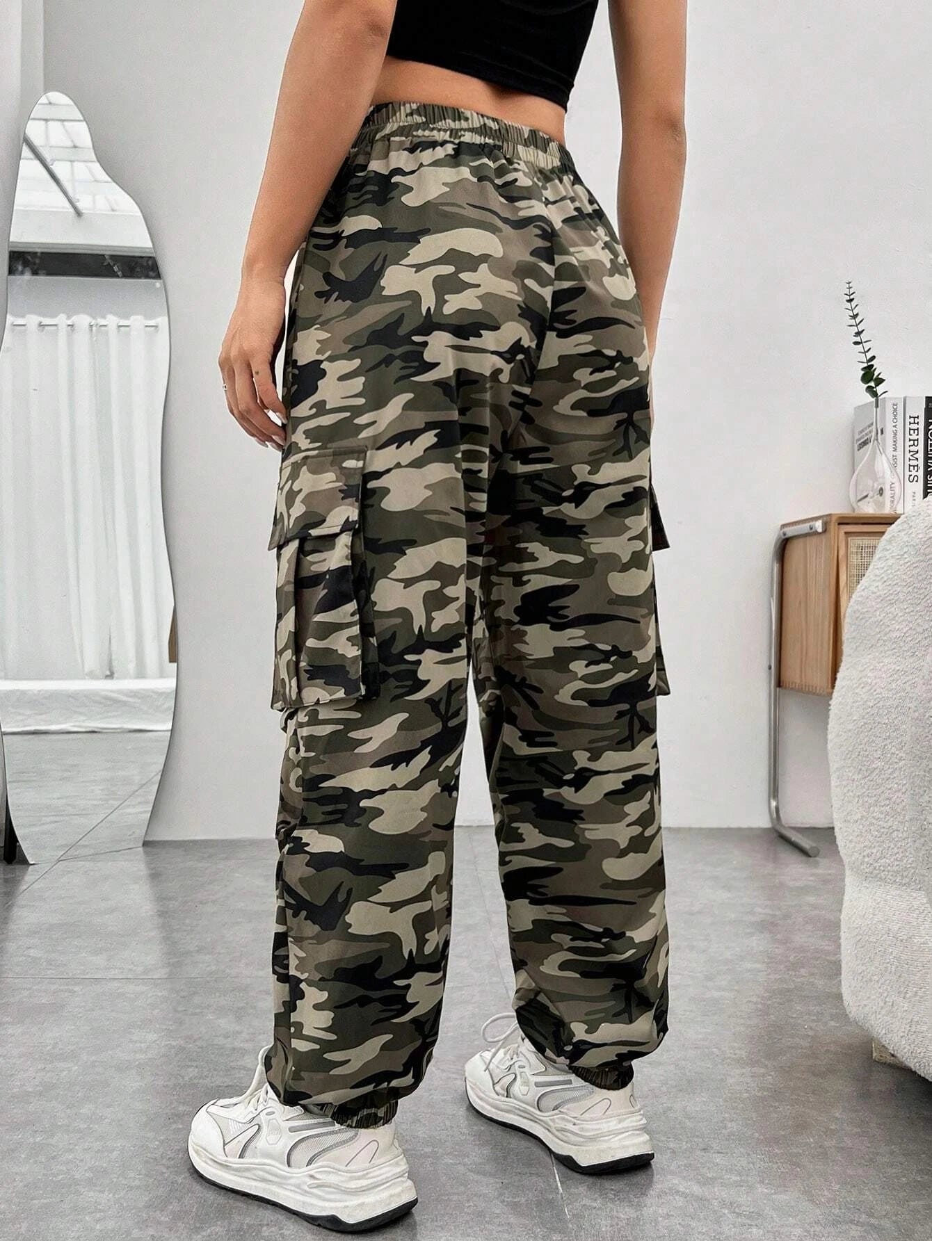 Camo Casual Printed Cargo Pants – back view detail