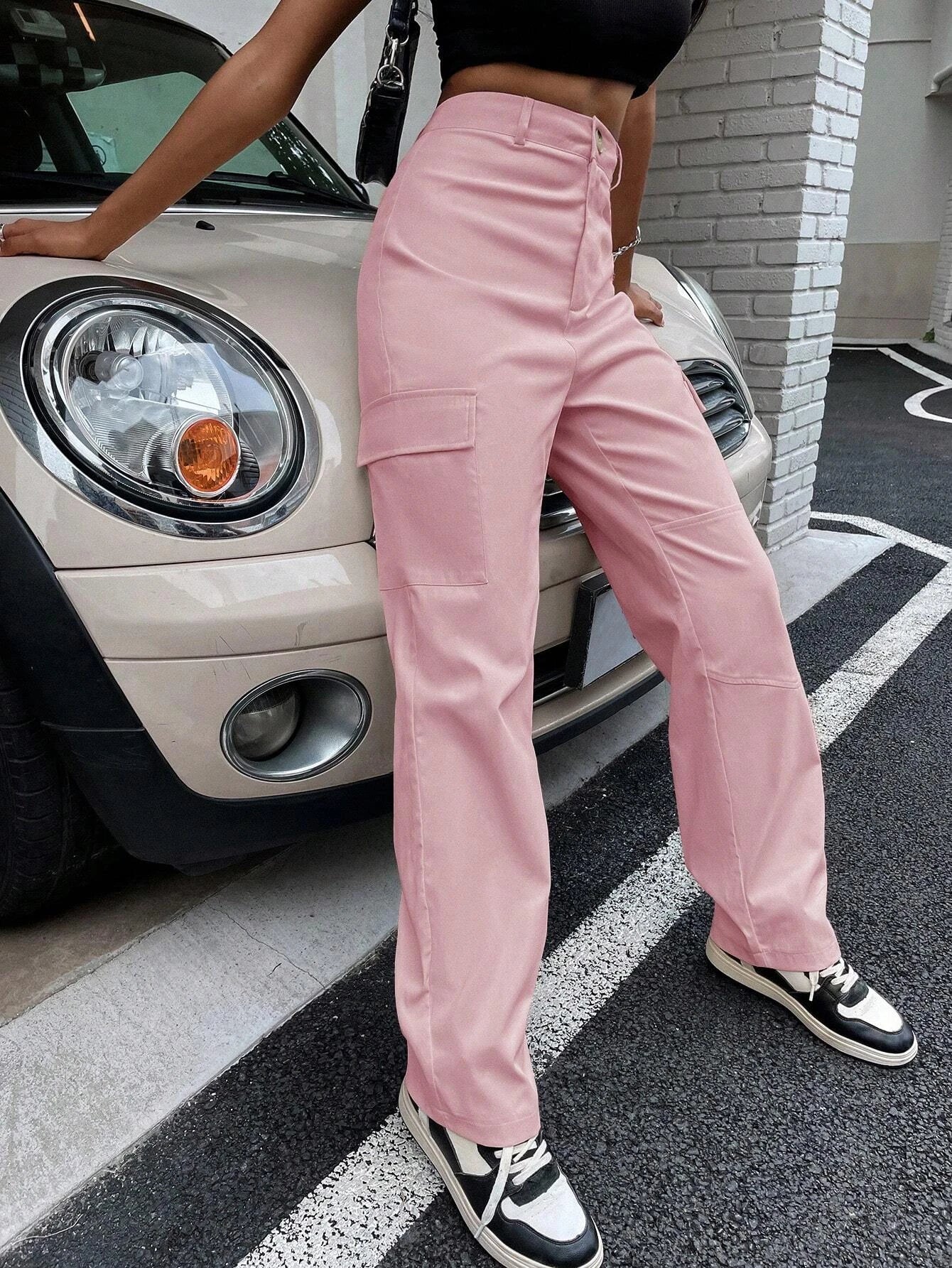 High Waist Zipper Flap Pocket Cargo Pant – side profile view