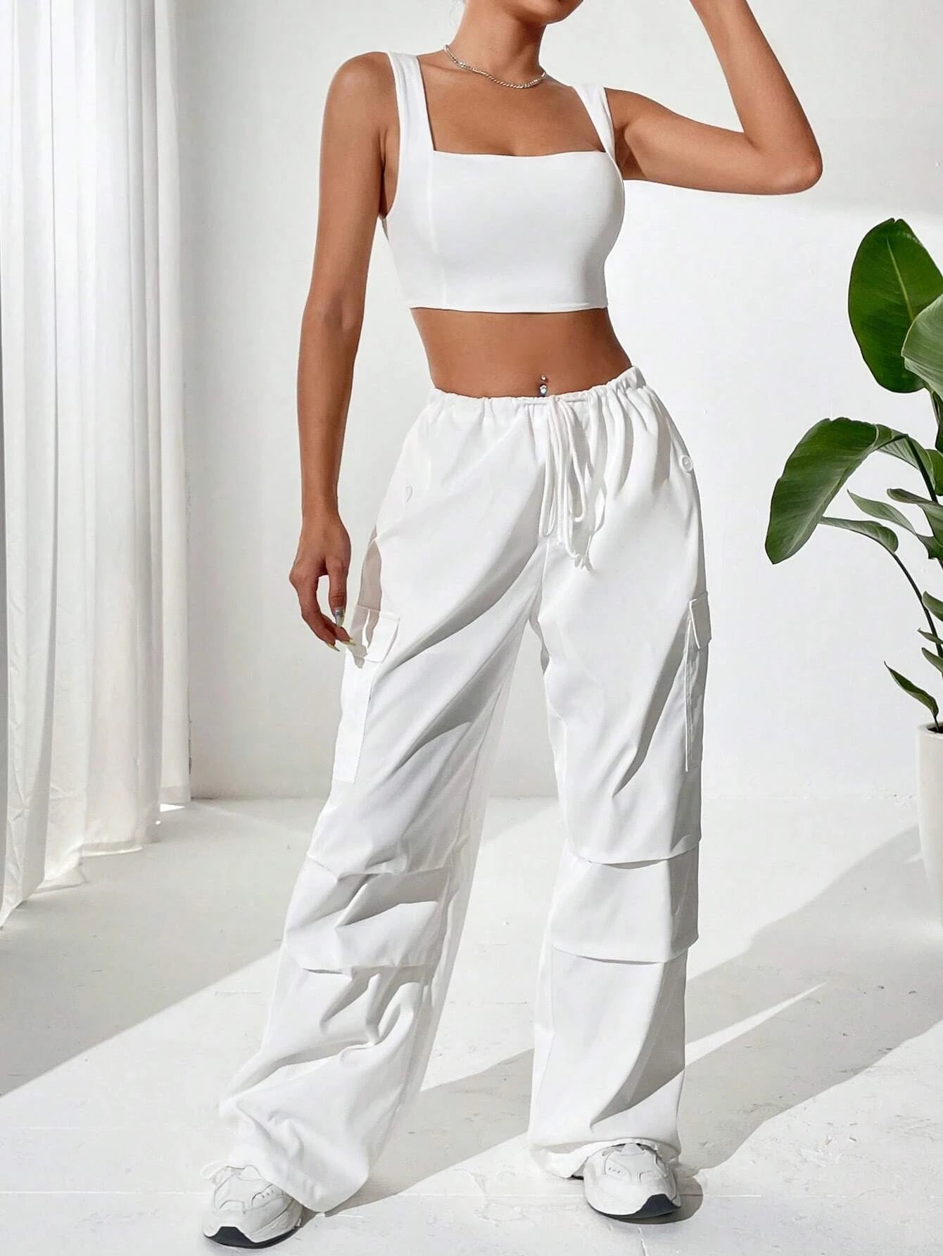 Top And Drawstring Cargo Pants – styled outfit view