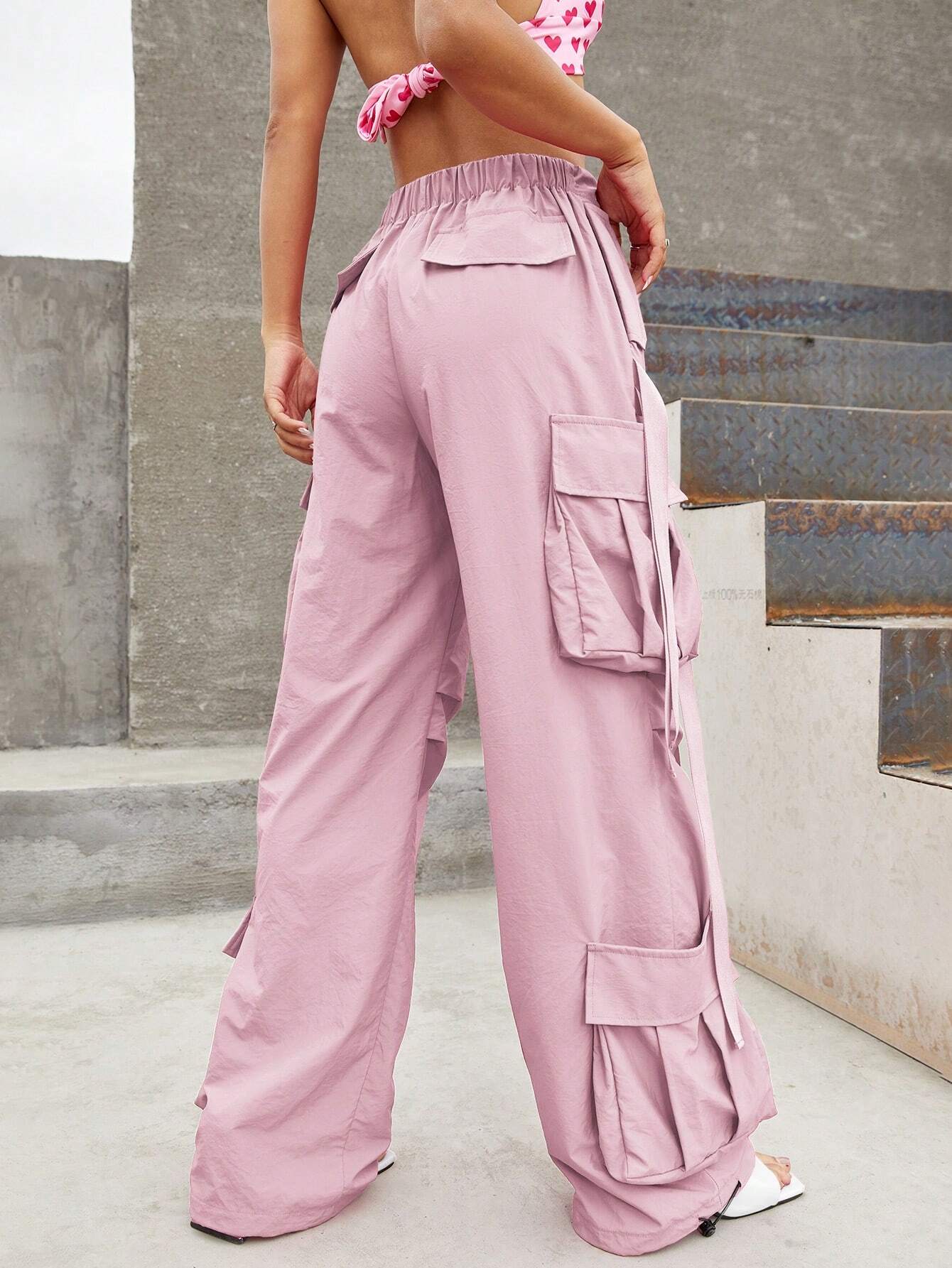 Flap Pocket Side Cargo Pants in Black #s-24 – fit and style view