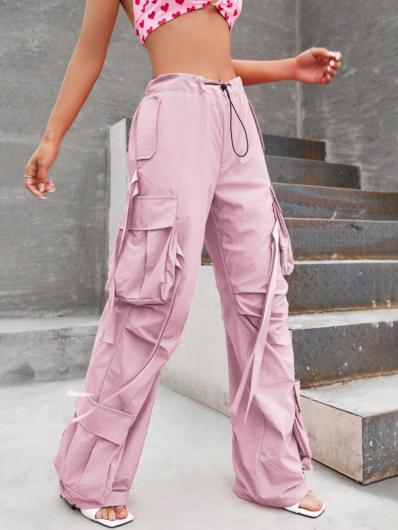 Flap Pocket Side Cargo Pants in Black #s-24 – lifestyle view 12