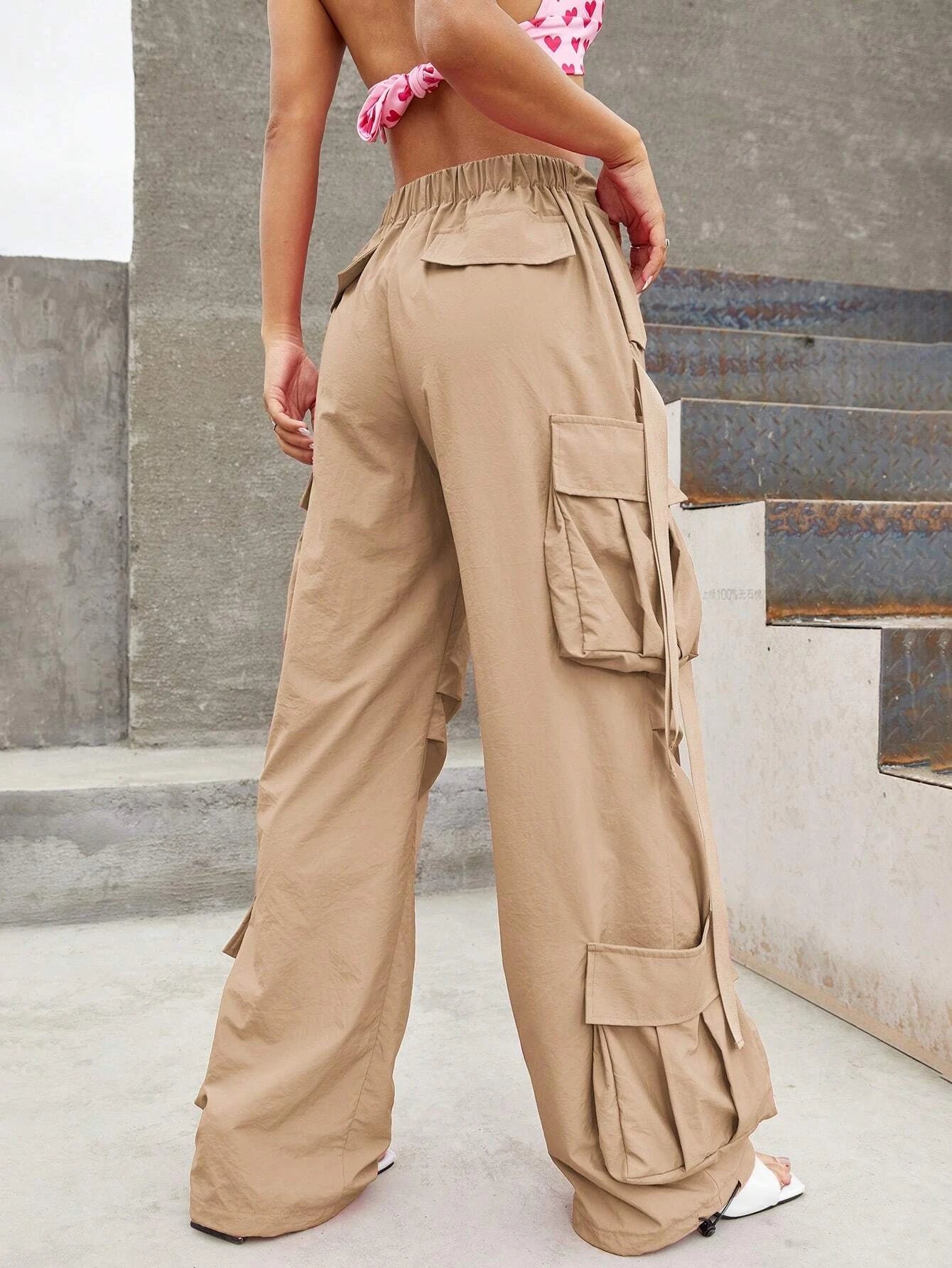 Flap Pocket Side Cargo Pants in Black #s-24 – styled outfit view