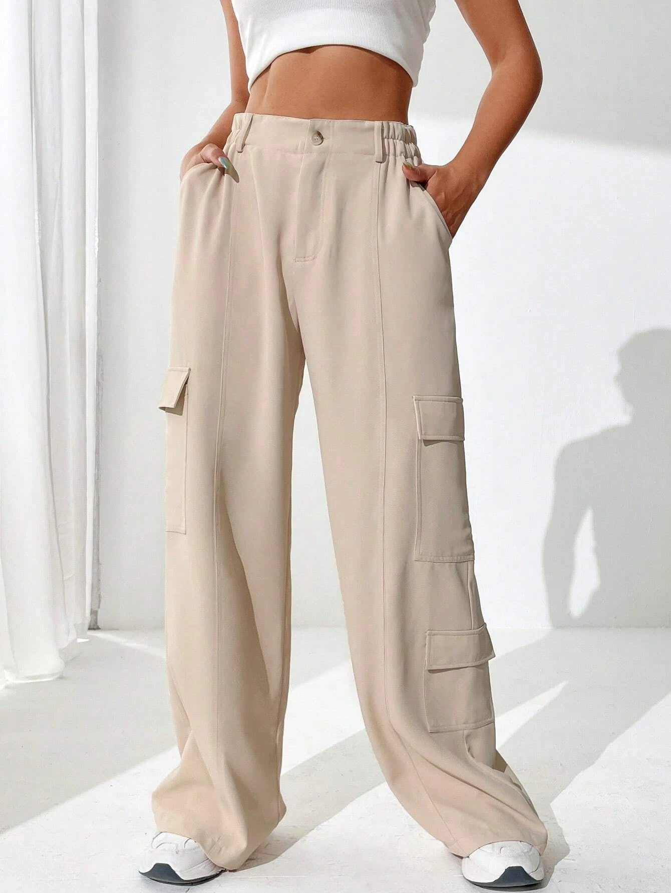 Flap Pocket Side Cargo Pants Style 7 – full length outfit view