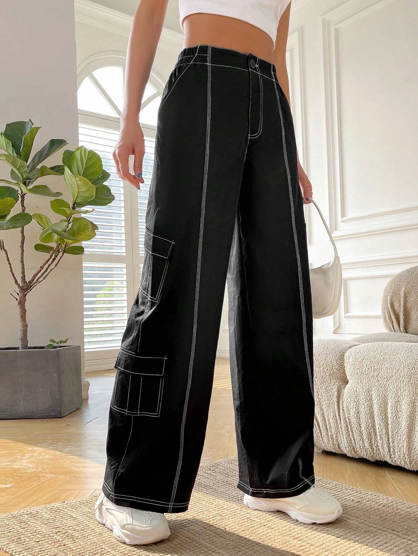 Casual Flap Pocket Cargo Pant – women's cargo pants front view