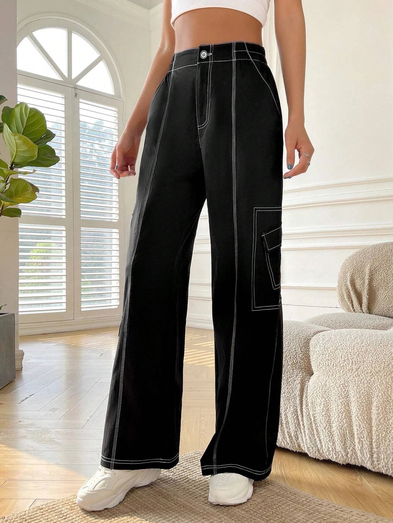 Casual Flap Pocket Cargo Pant – full length outfit view