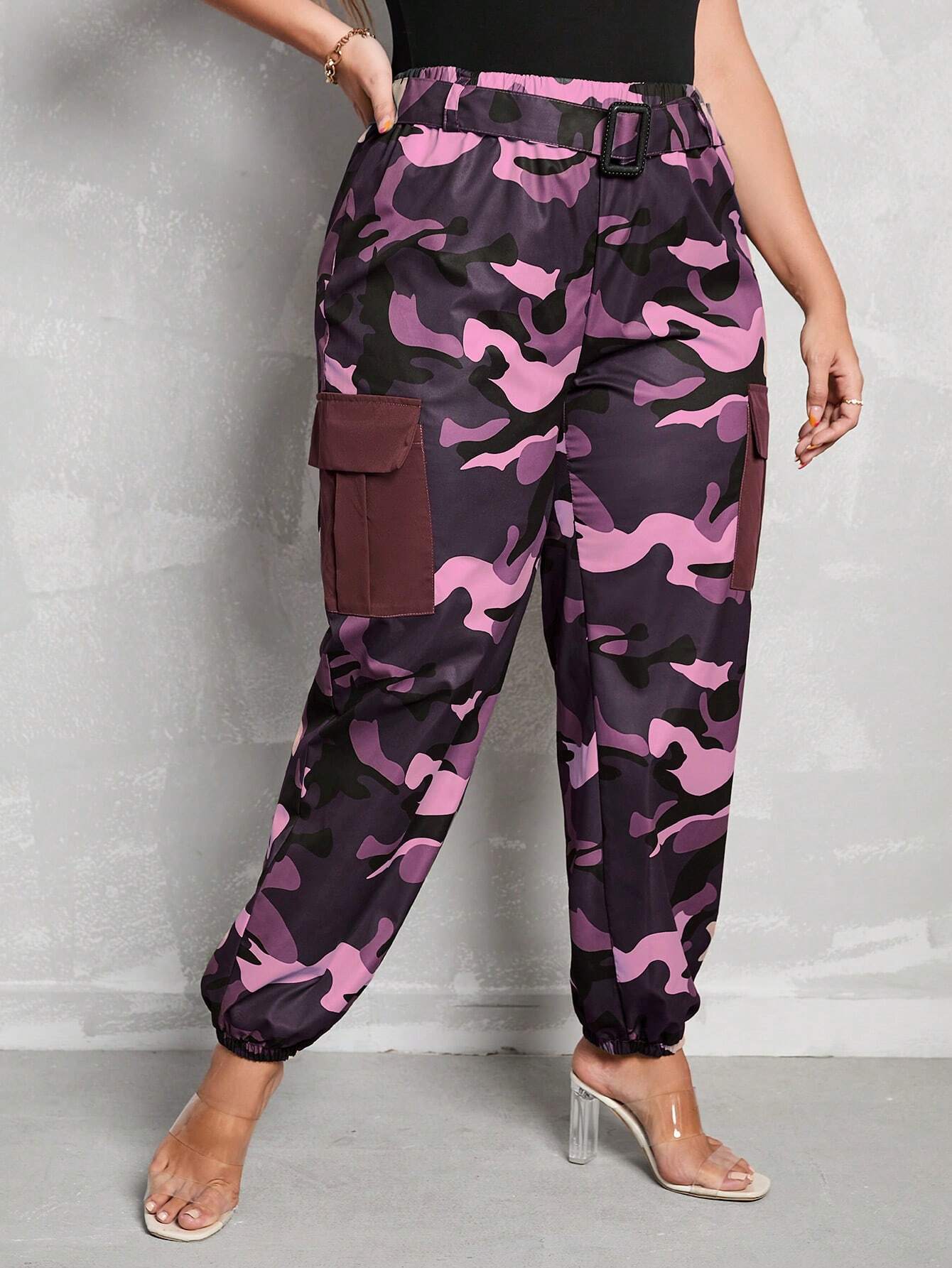 Camo Print Flap Pocket Cargo Pants – lifestyle view 13