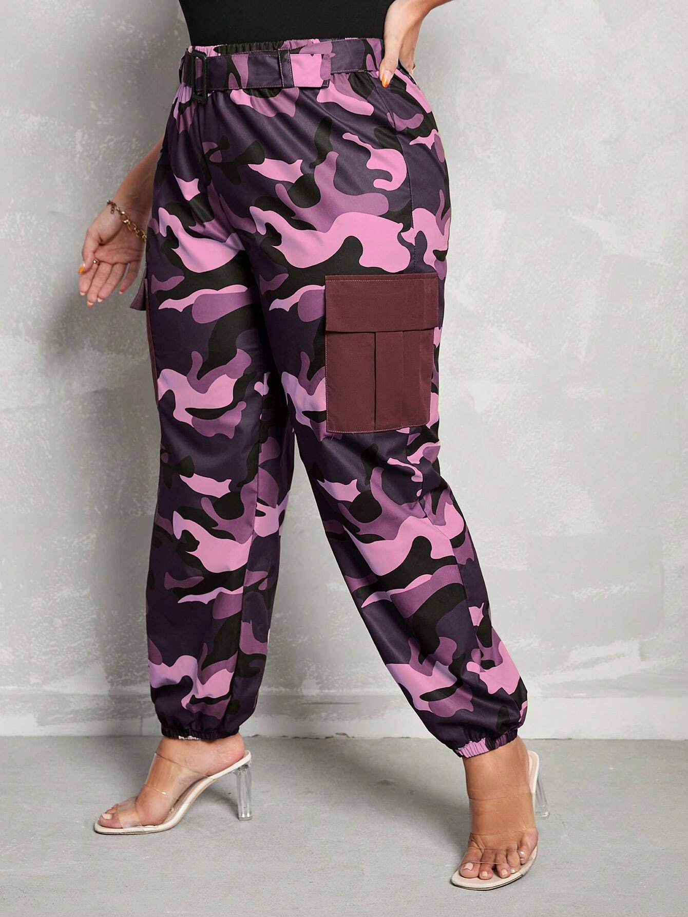 Camo Print Flap Pocket Cargo Pants – lifestyle view 15