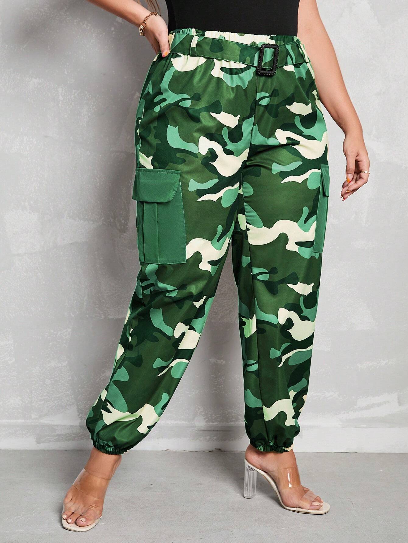 Camo Print Flap Pocket Cargo Pants – lifestyle view 11