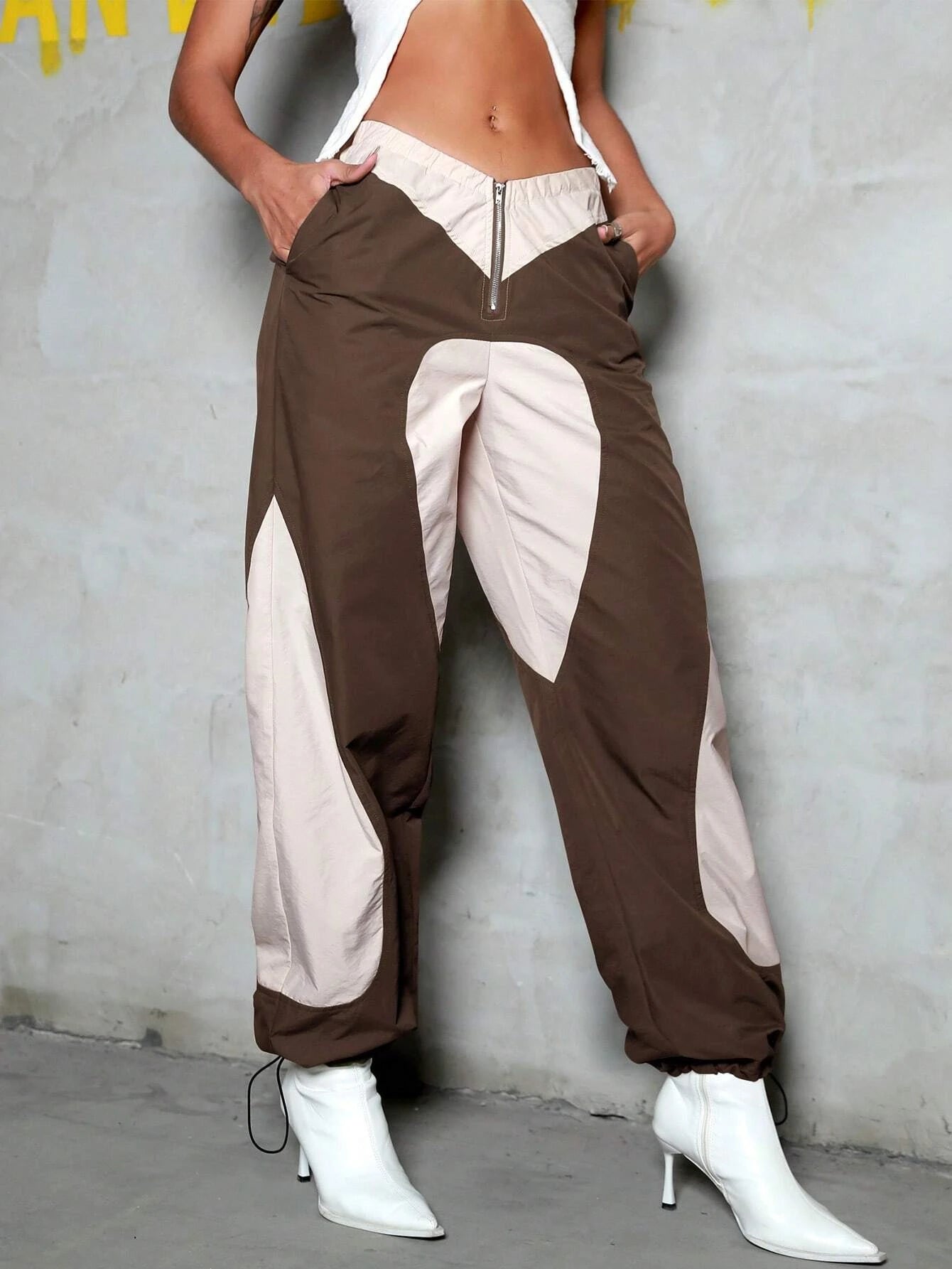 Two Tone Slant Pocket Drawstring Cargo Pants – lifestyle view 11