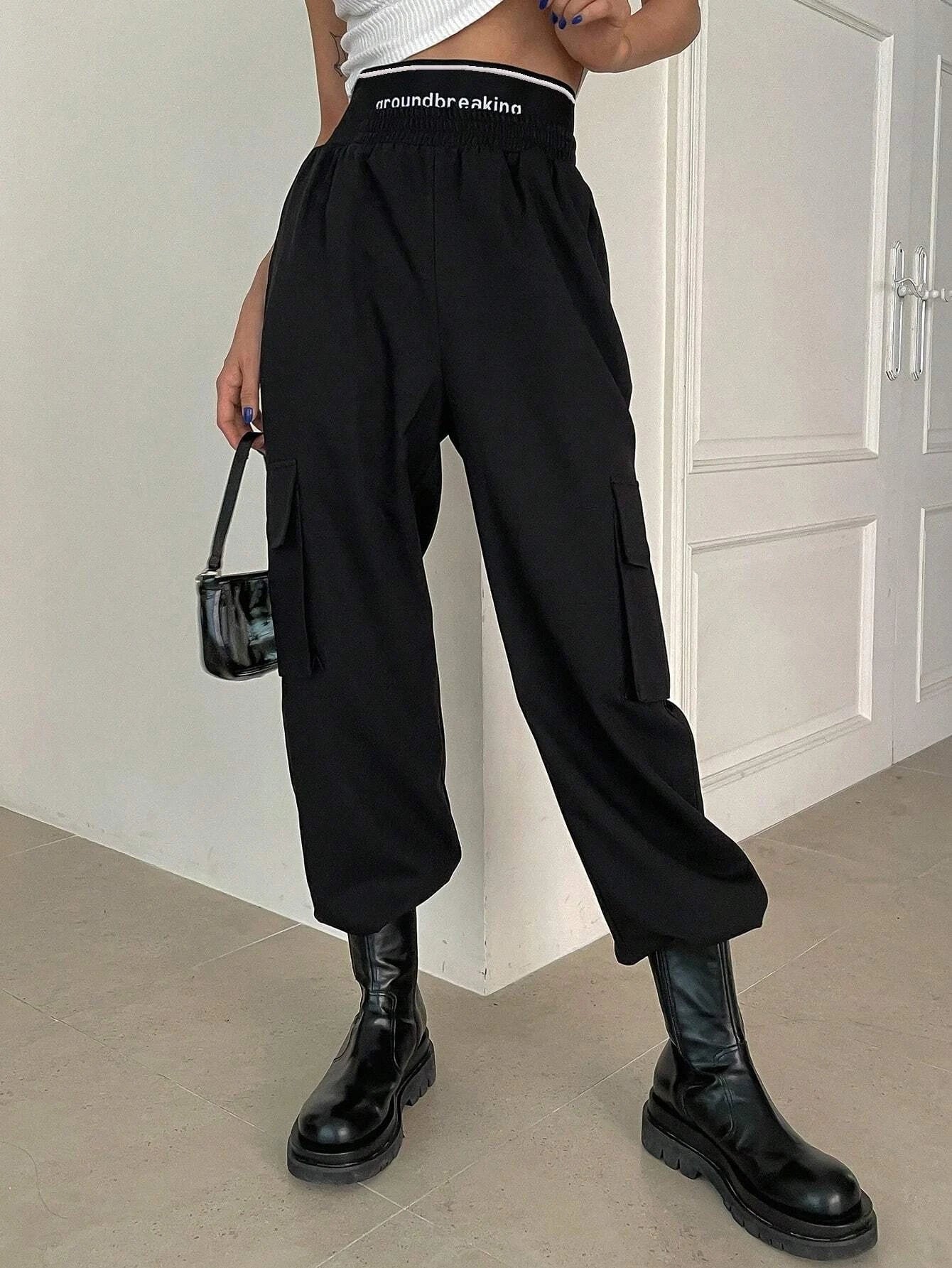 Graphic Flap Pocket Cargo Pants – side profile view