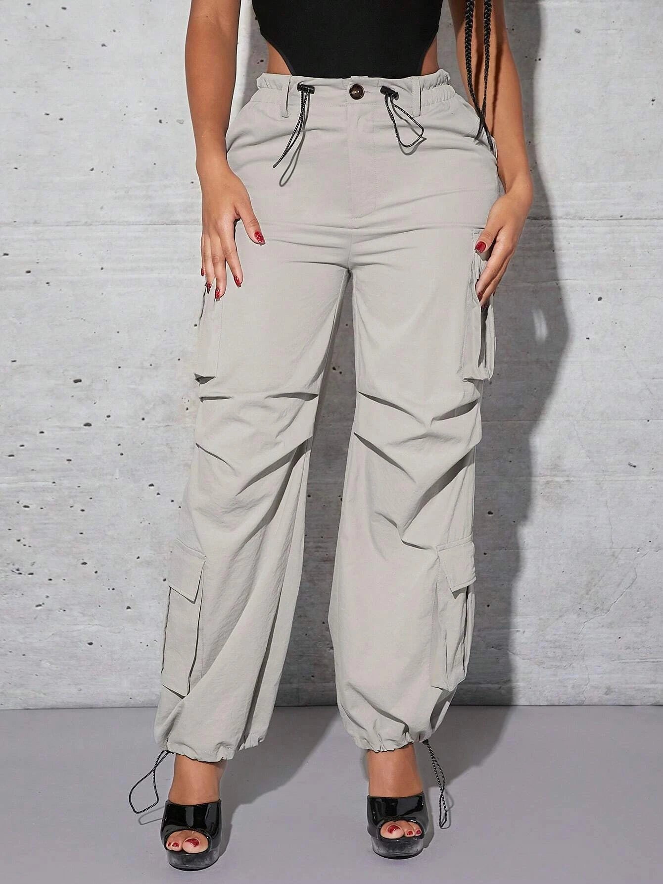 Drawstring Flap Pocket Cargo Pant – pocket detail close-up