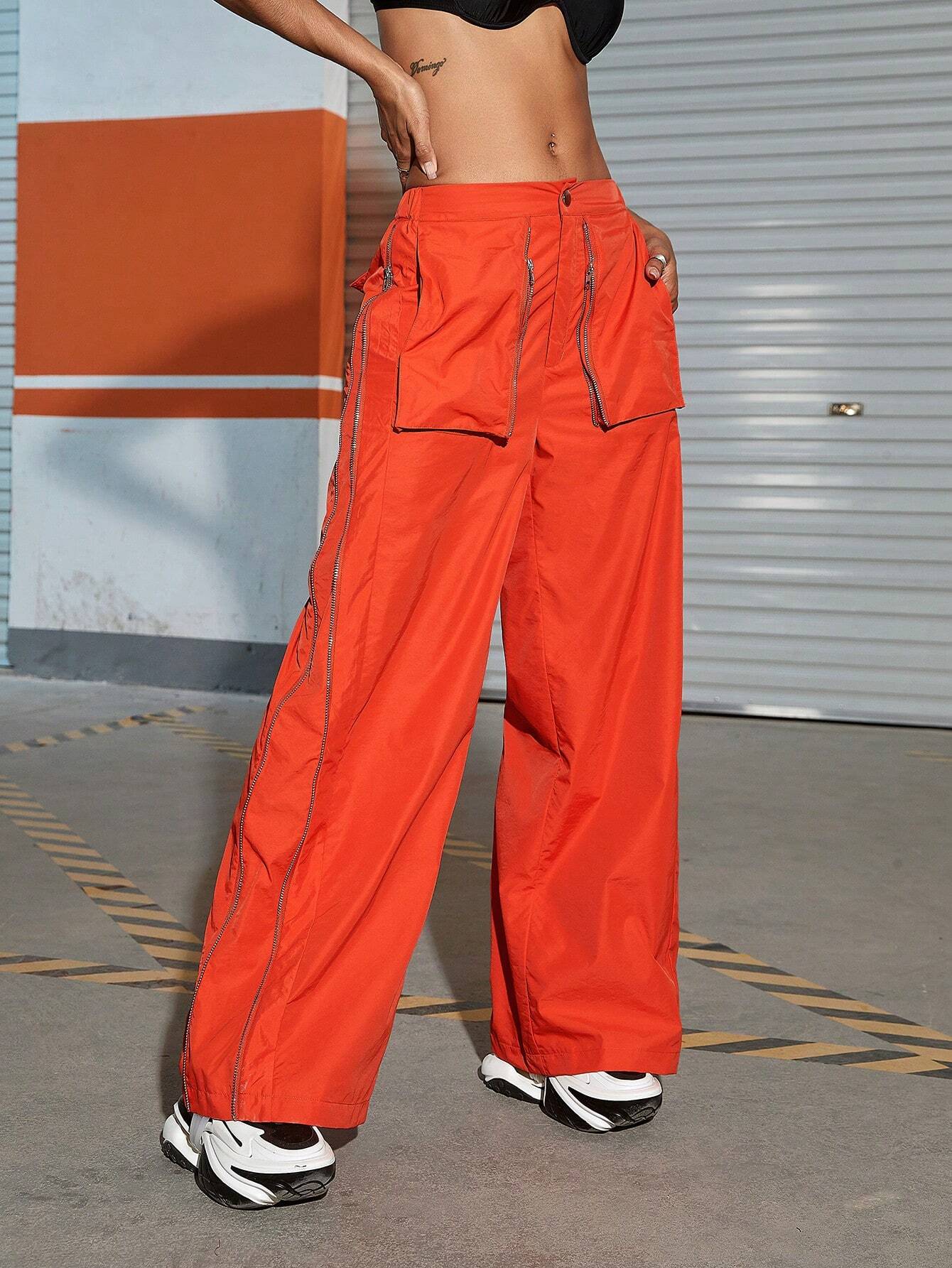 Flap Pocket Wide Leg Cargo Pants – styled outfit view